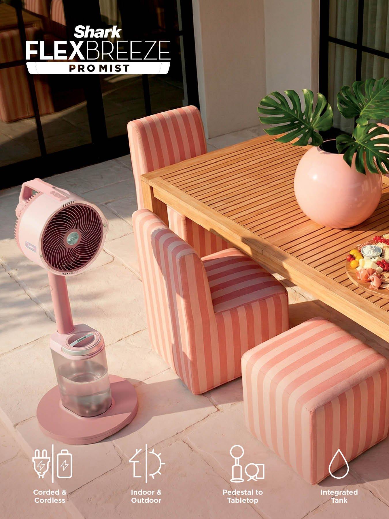 Image 2 of 7 of Shark FlexBreeze Pro Mist Indoor & Outdoor Fan & Outdoor Misting System - Blush Pink