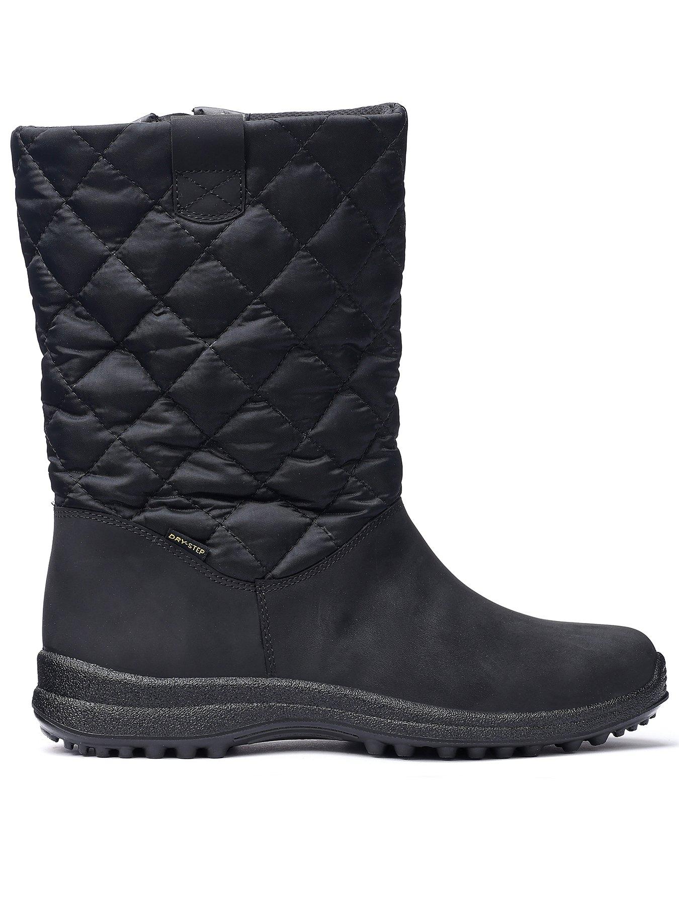 Hotter Timber Wide Fit Quilted Boot - Black