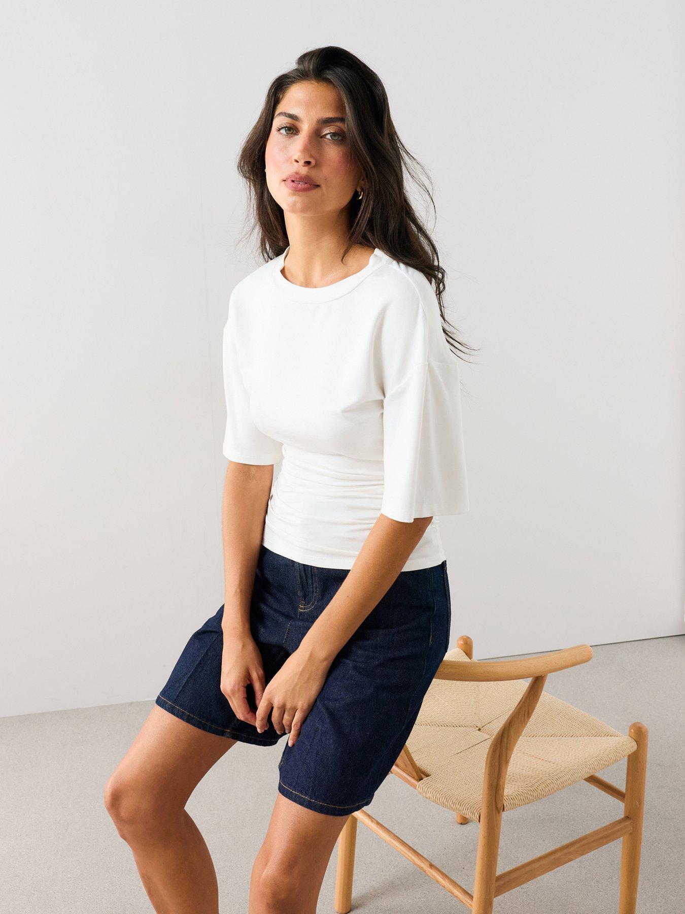 The Very Collection Ruched Waist T Shirt - Ecru