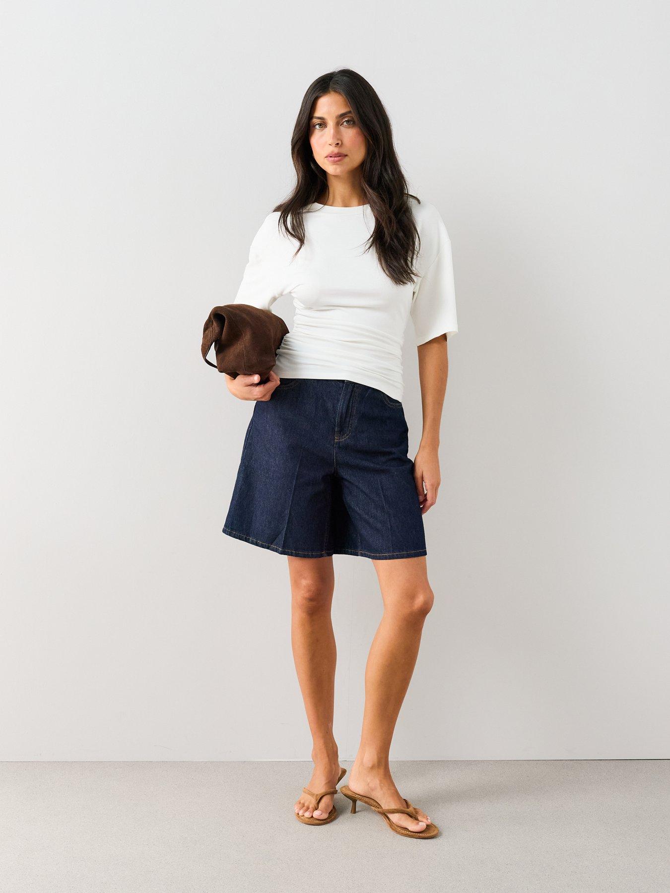 Image 3 of 7 of The Very Collection Ruched Waist T Shirt - Ecru