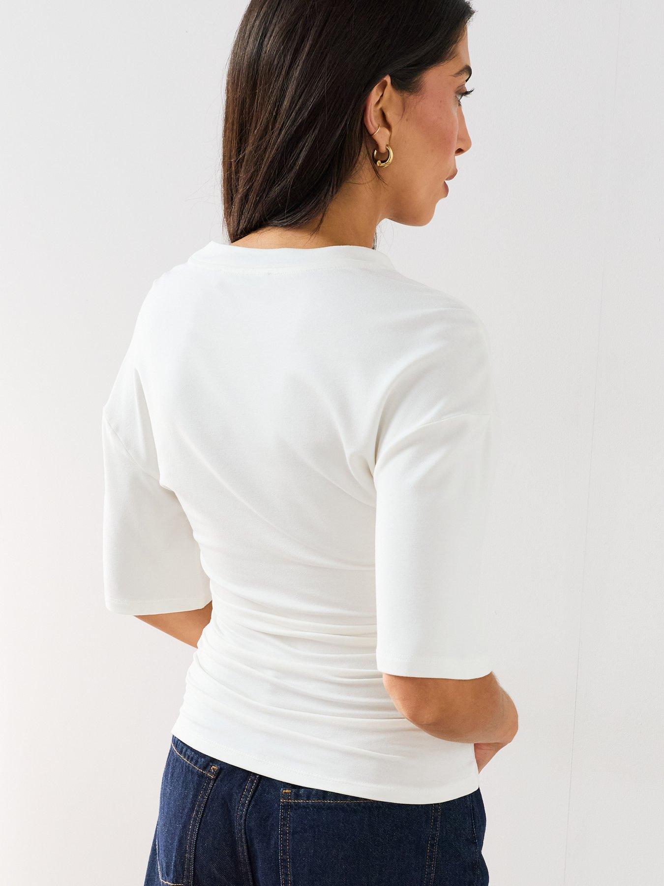 Image 5 of 7 of The Very Collection Ruched Waist T Shirt - Ecru
