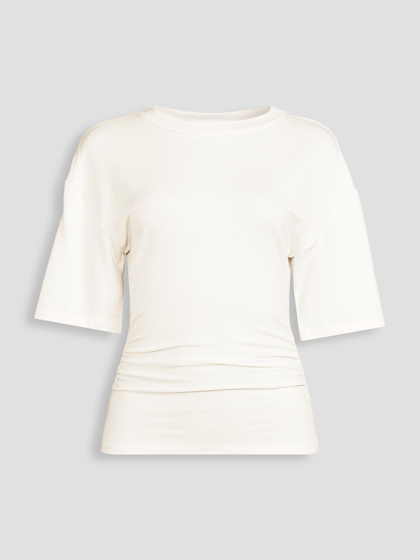 Image 7 of 7 of The Very Collection Ruched Waist T Shirt - Ecru