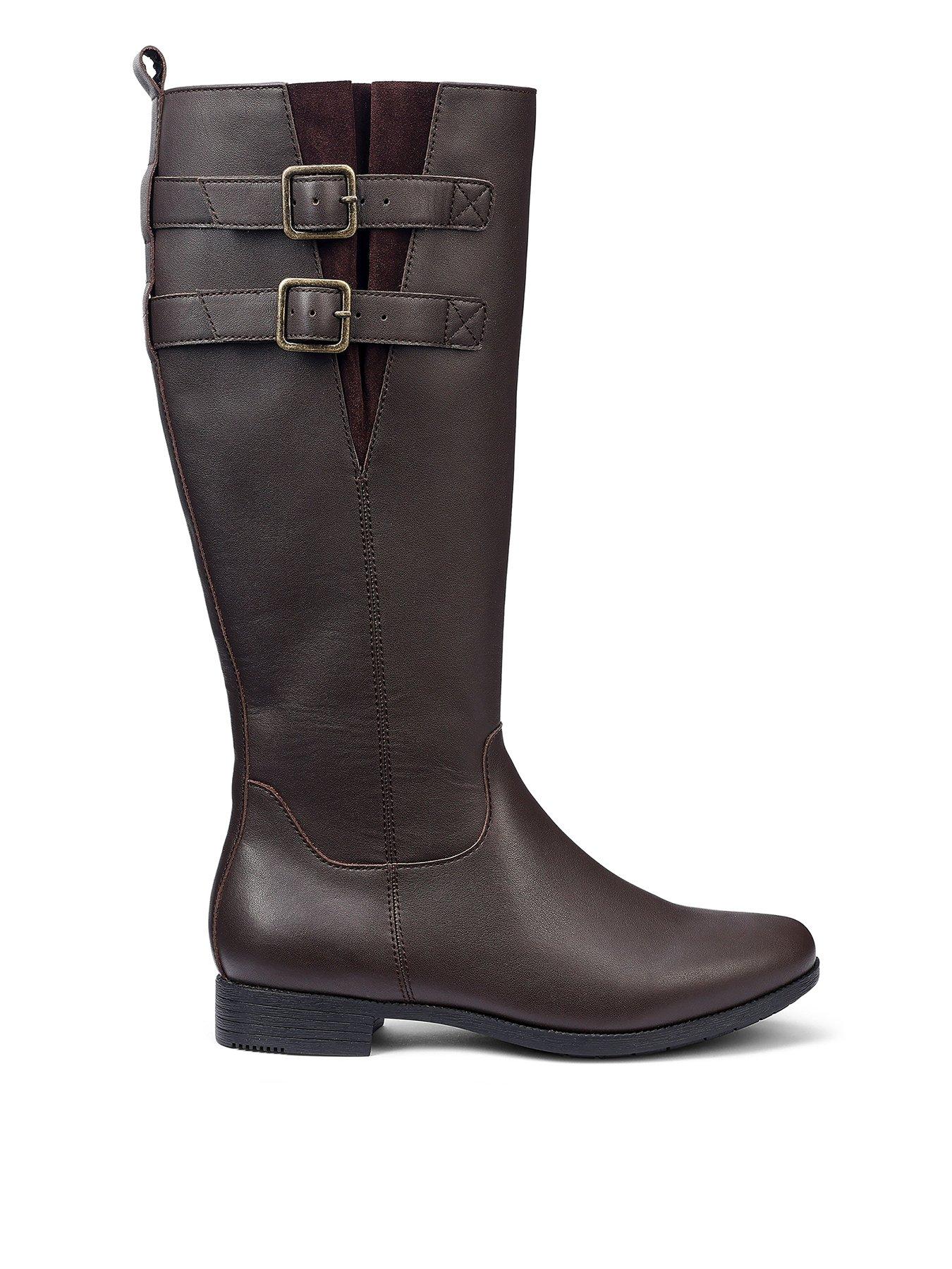 Hotter Bamburgh Buckle Detail Knee Boot - Chocolate