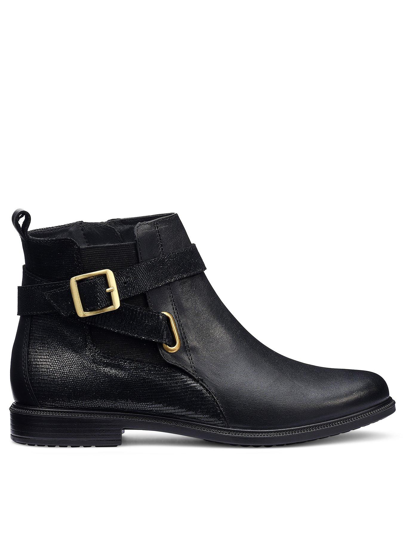 Hotter Bexley Wide Fit Buckle Ankle Boot - Black