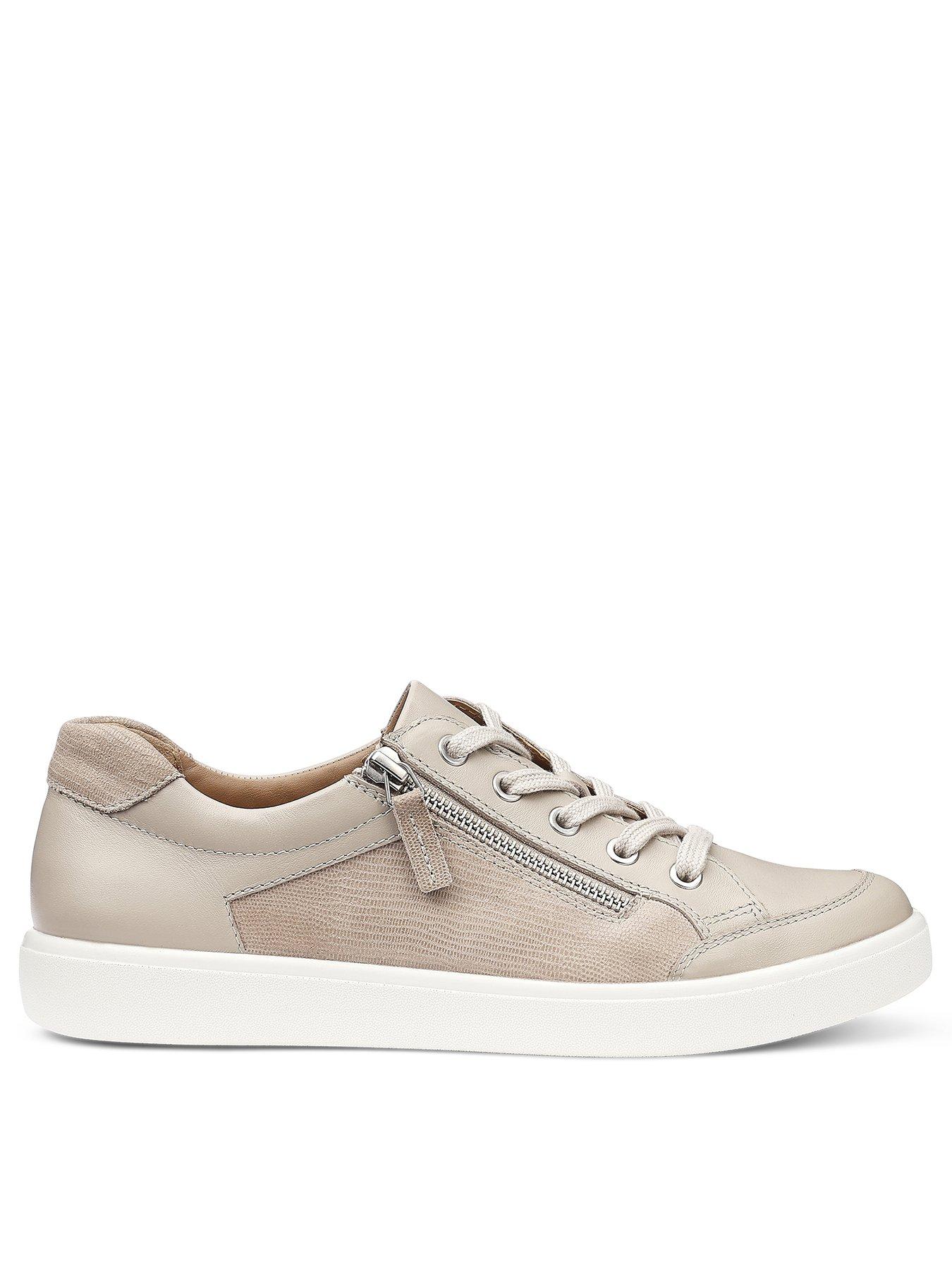 Hotter Chase Ii Wide Zip Detail Trainer - Beige Print