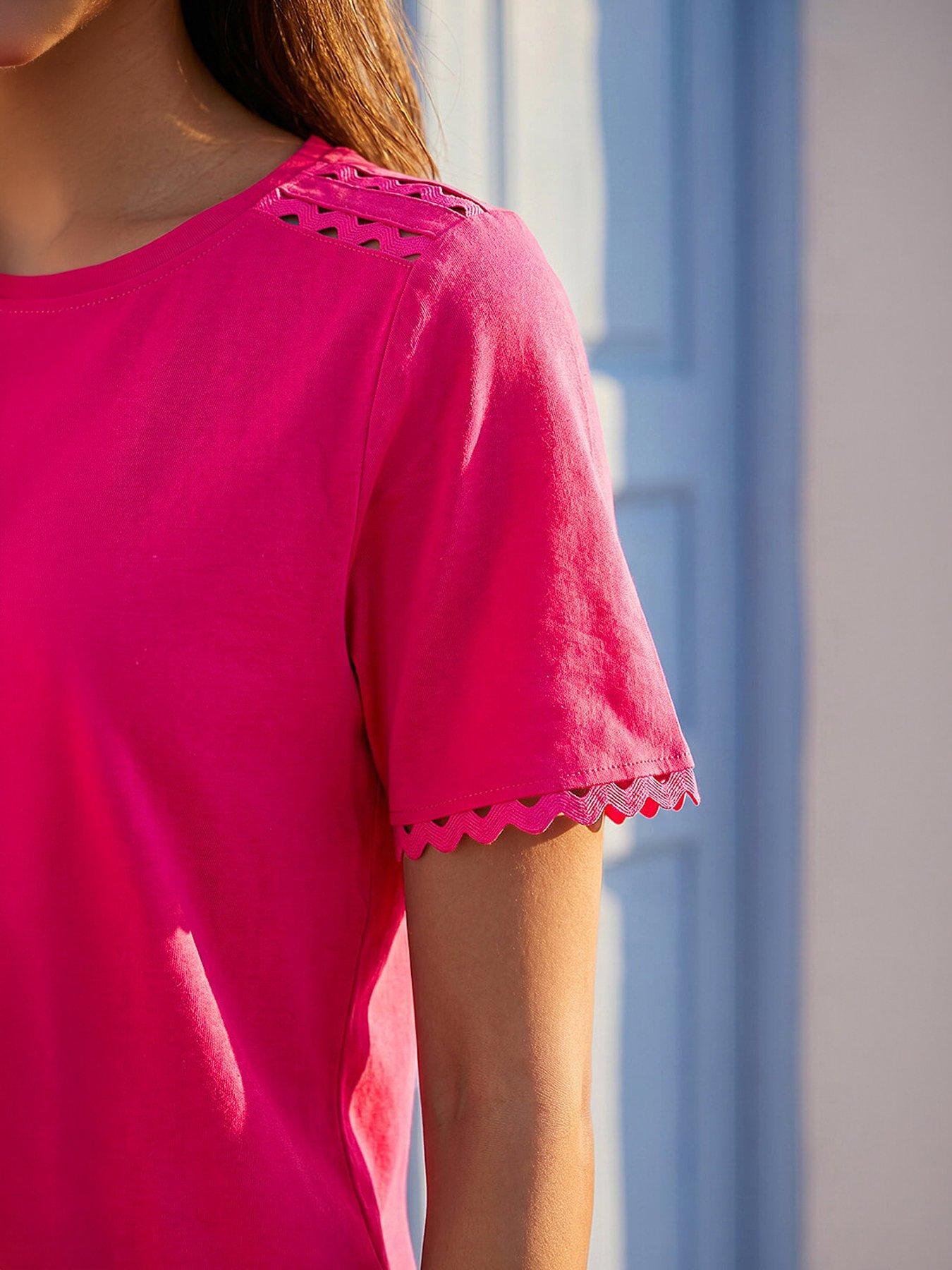 Image 2 of 4 of Roman Cotton Ric Rac Detail T-shirt