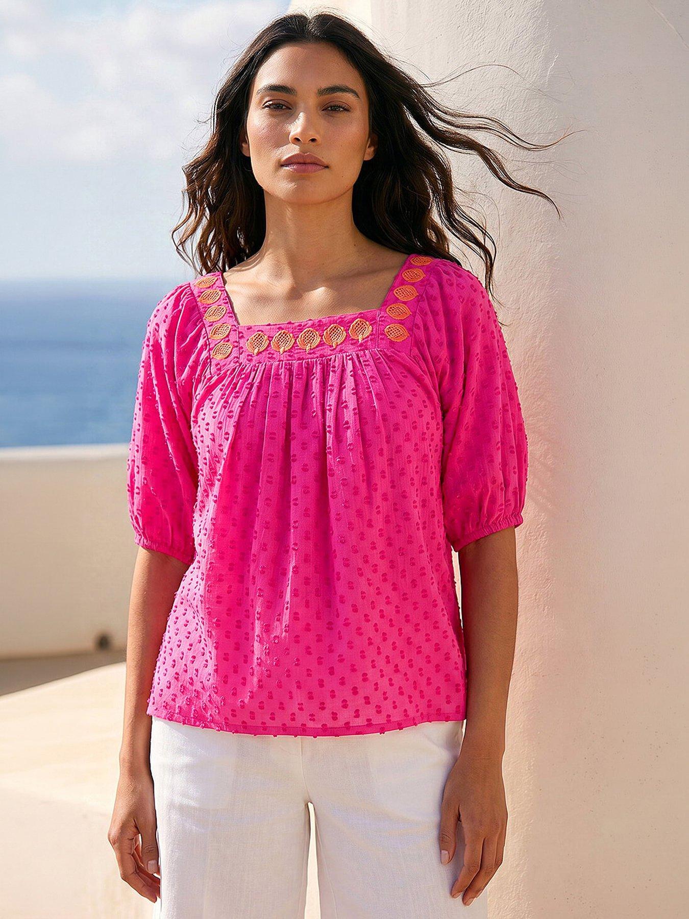Roman Embroidered Textured Top