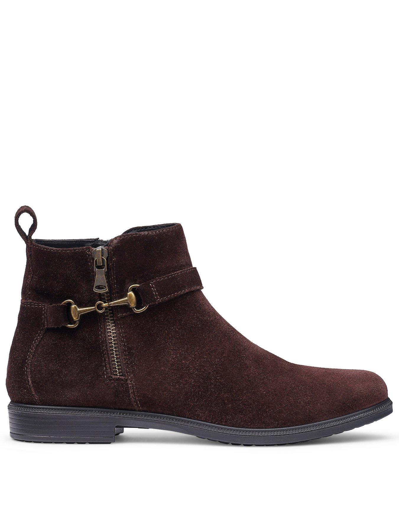 Hotter Iona Wide Fit Side Zip Boot - Chocolate