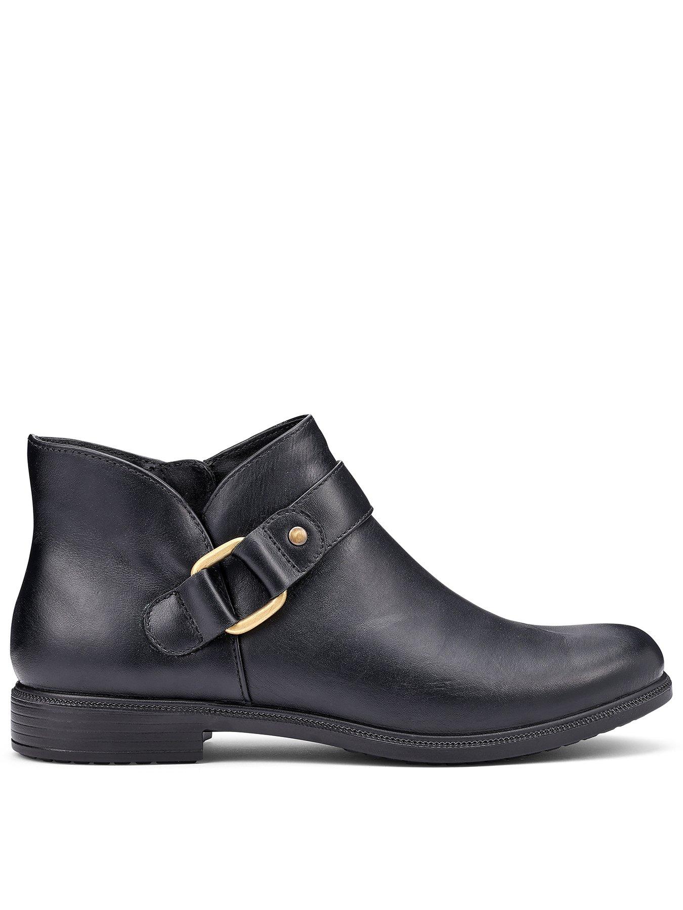 Hotter Linton Wide Fit Buckle Boot - Black