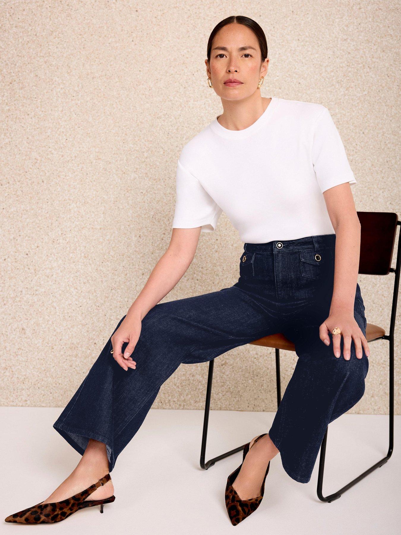 Image 2 of 6 of Mint Velvet Dark Indigo Patch Pocket Crop Jeans - Blue