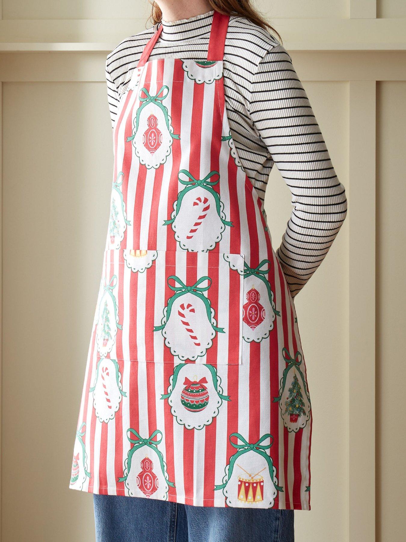 Catherine Lansfield 100% Cotton Christmas Vintage Stripe Apron
