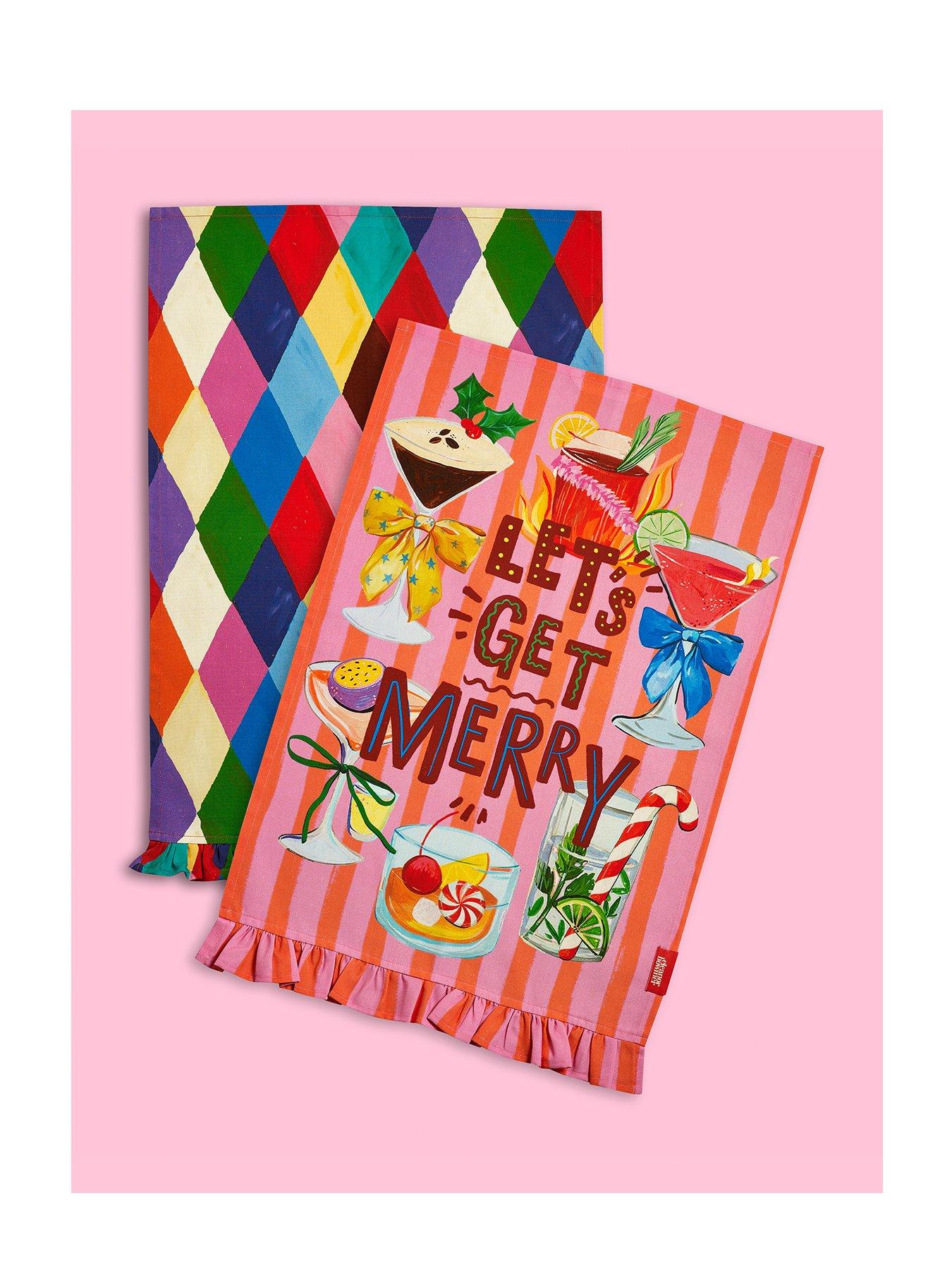 Image 2 of 4 of Eleanor Bowmer 100% Cotton Lets Get Merry Tea Towels 2 Pack