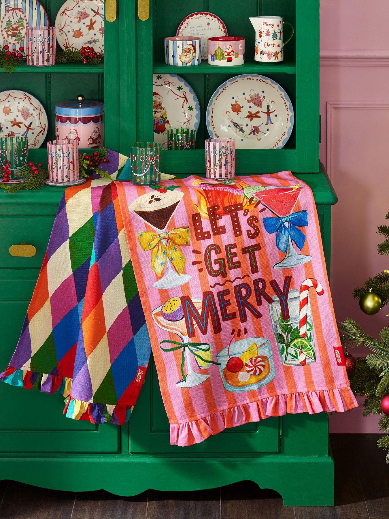 Image 3 of 4 of Eleanor Bowmer 100% Cotton Lets Get Merry Tea Towels 2 Pack