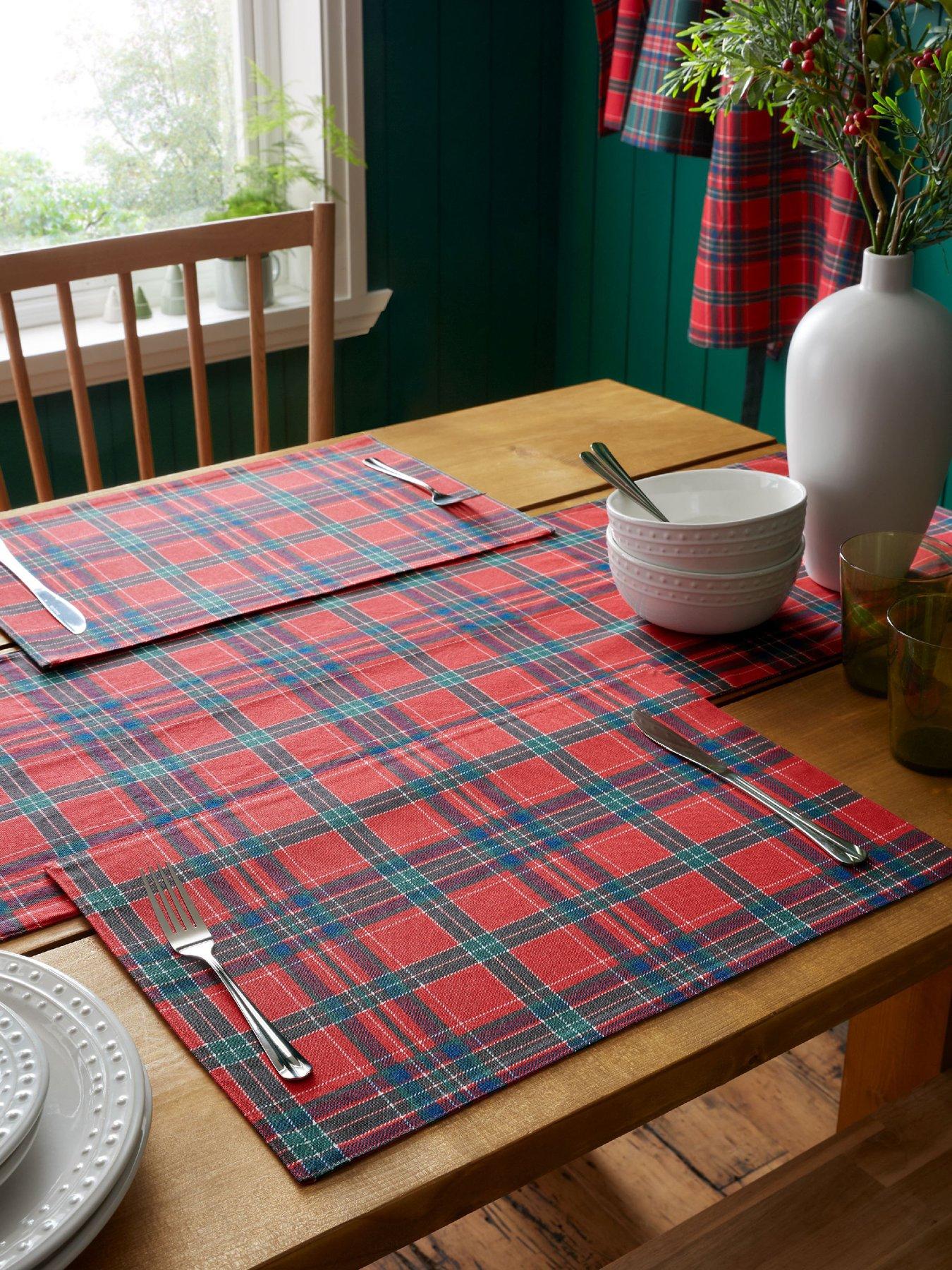 Catherine Lansfield 100% Cotton Christmas Tartan Check Placemat 4 Pack