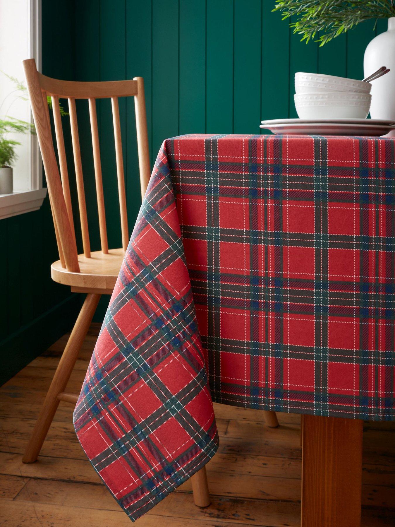 Catherine Lansfield 100% Cotton Christmas Tartan Check Table Cloth Size