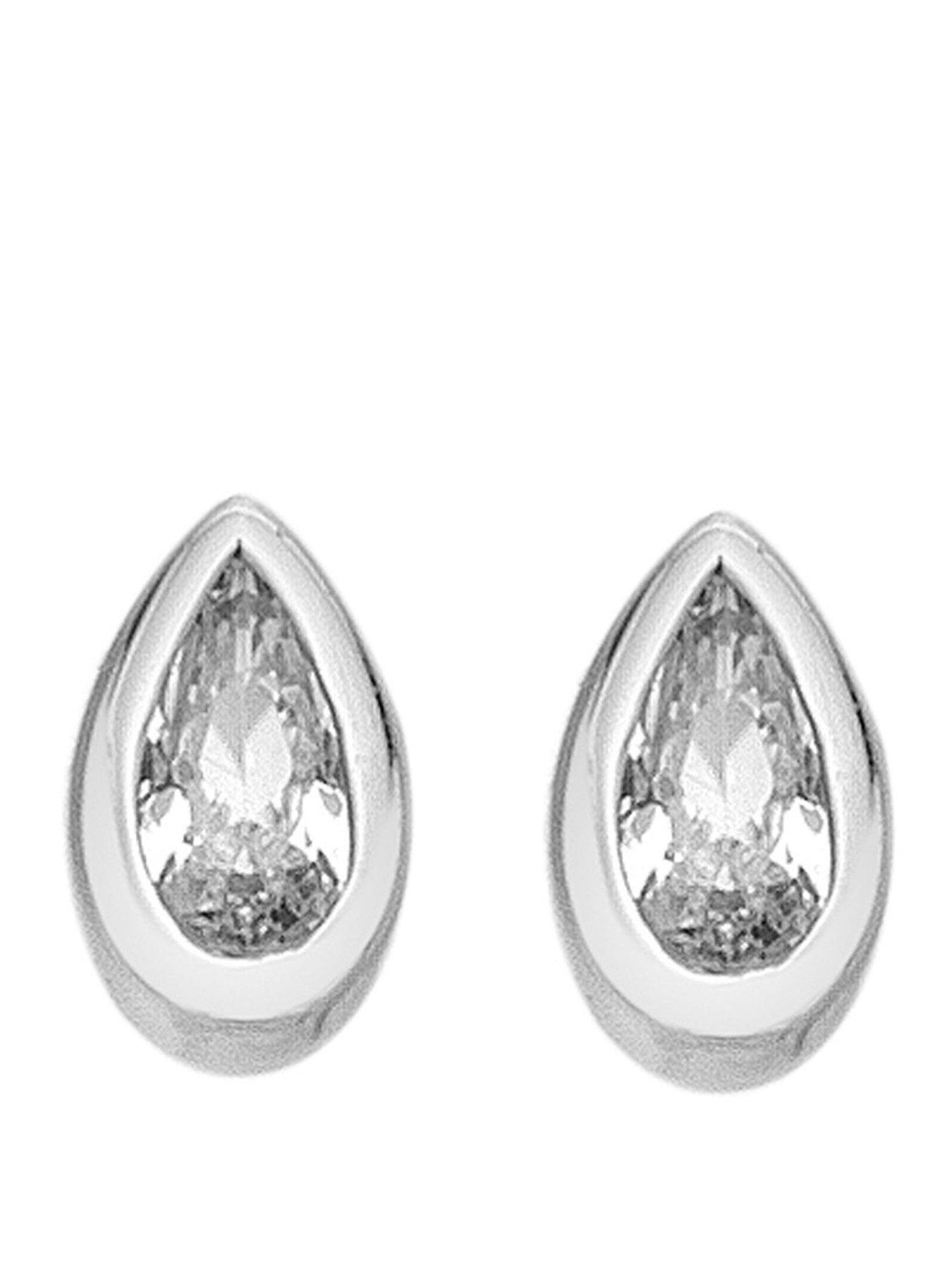 Silver Whisper SWFY CZ Teardrop Earrings