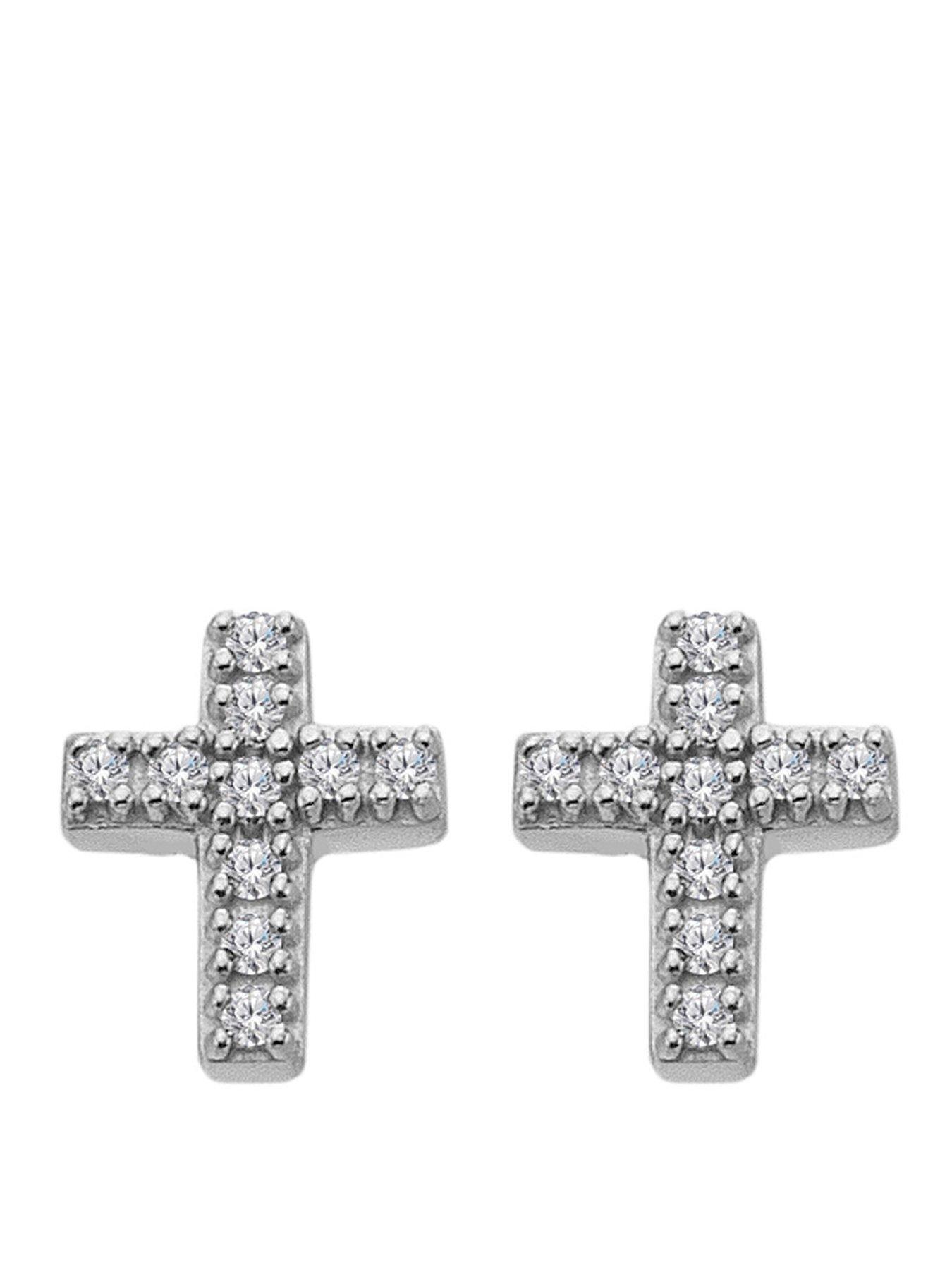 Silver Whisper SWFY Cross Earrings