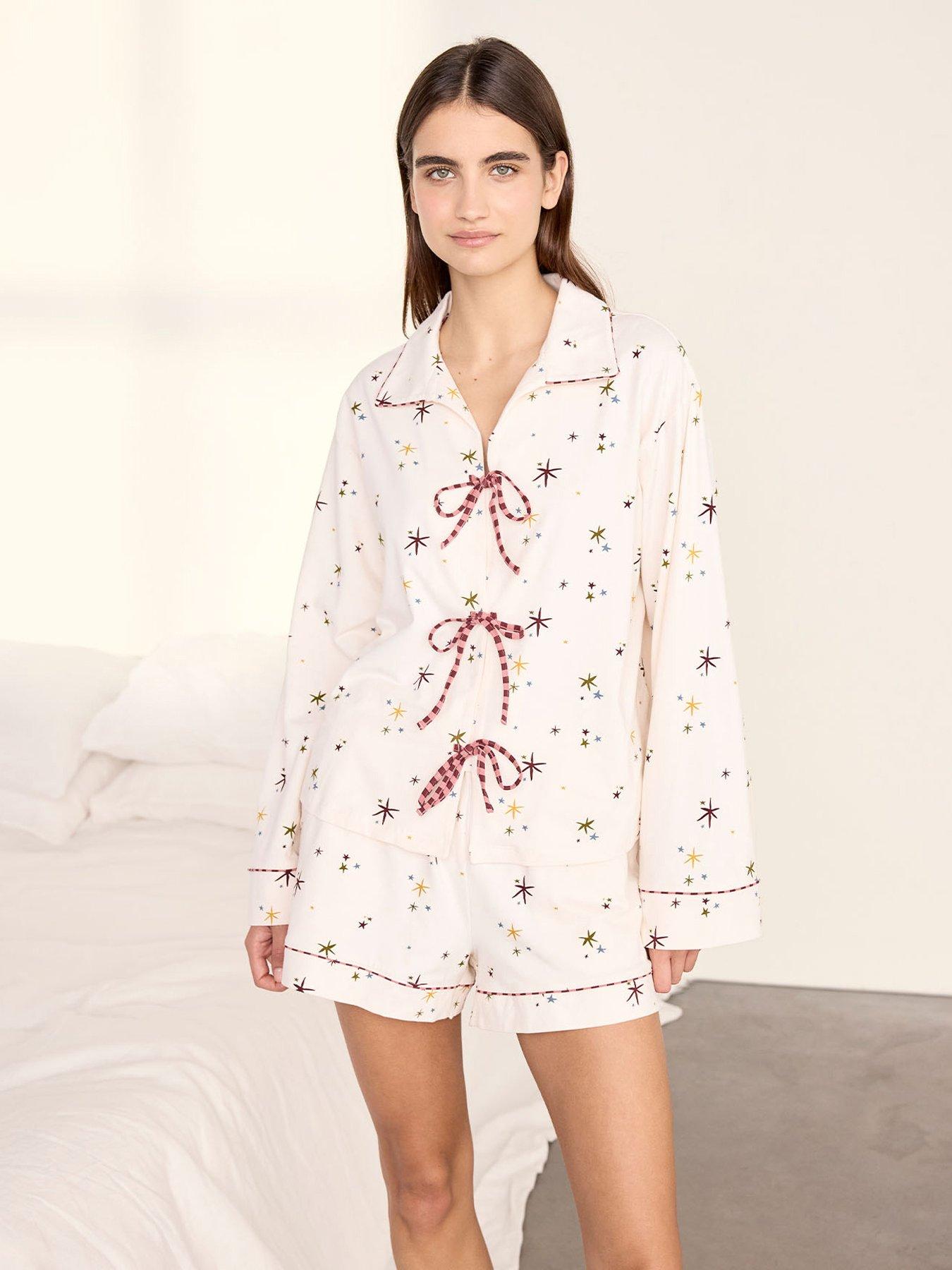 CHELSEA PEERS Cotton Starlight Print Short Pyjama Set - Off White