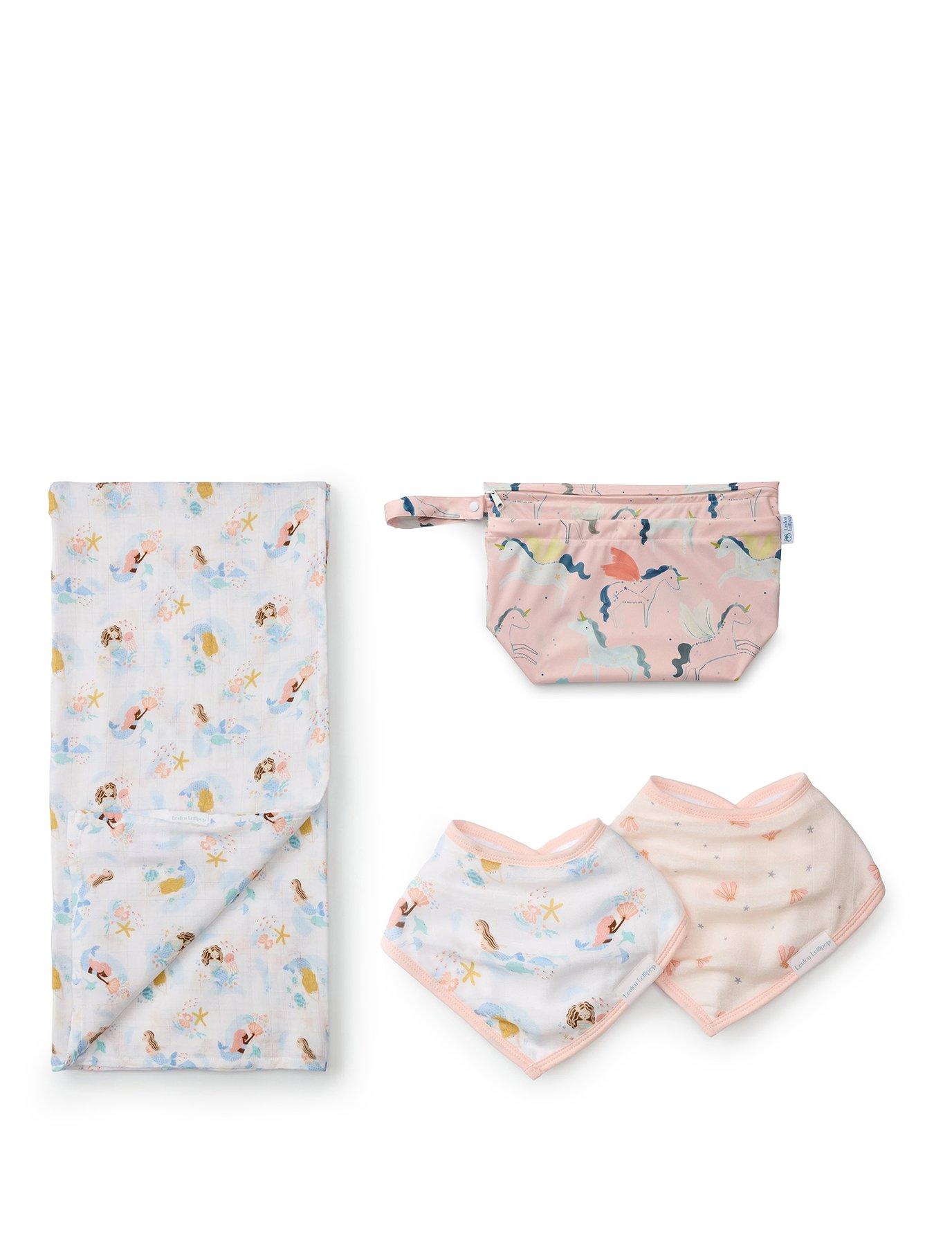 Image 2 of 7 of Lou Lou Lollipop Mixed Pink Bundle - swaddle, bib, bag