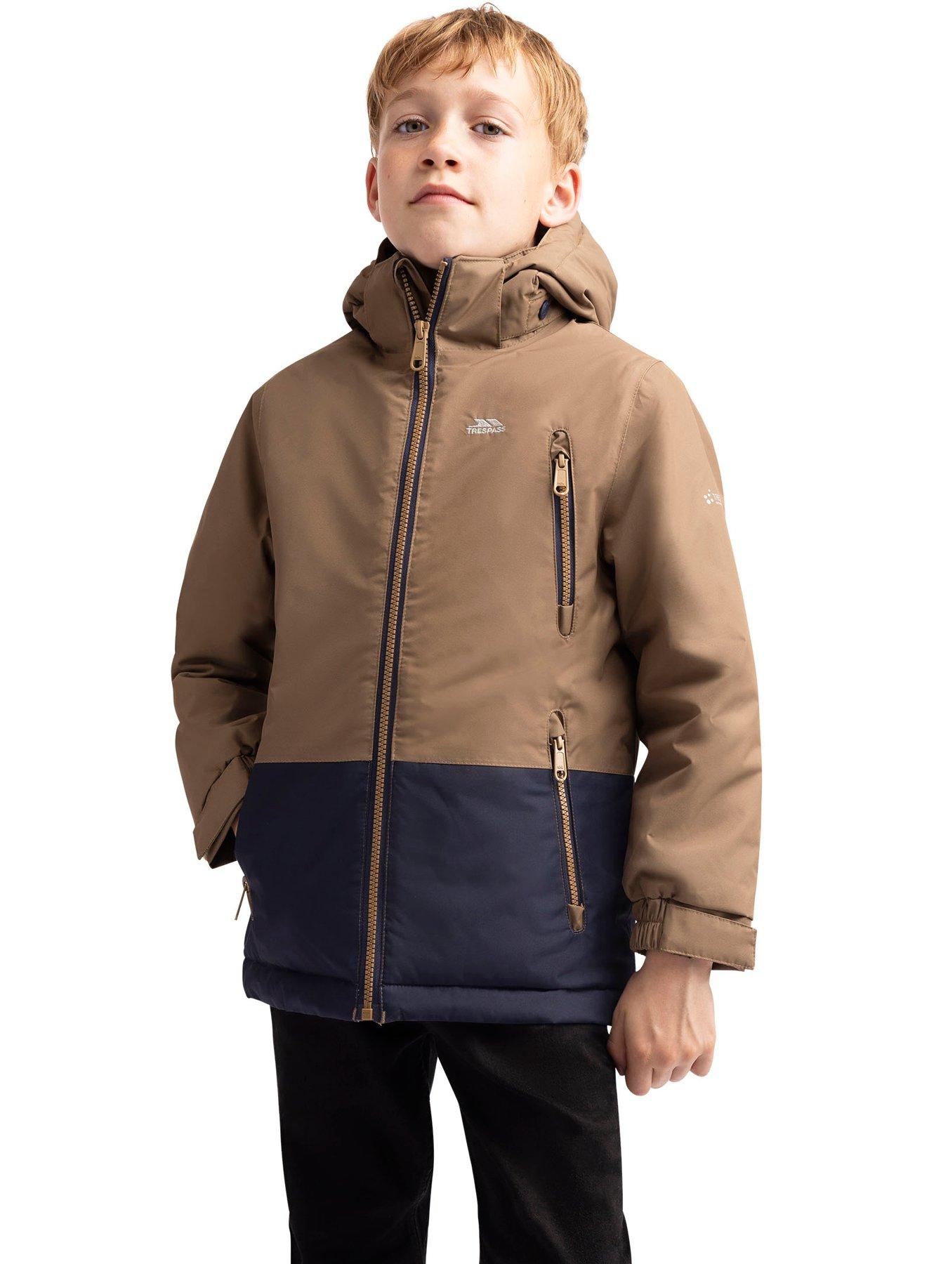Image 1 of 3 of Trespass Boys Waterproof Padded Detachable Hood Jacket - Brown