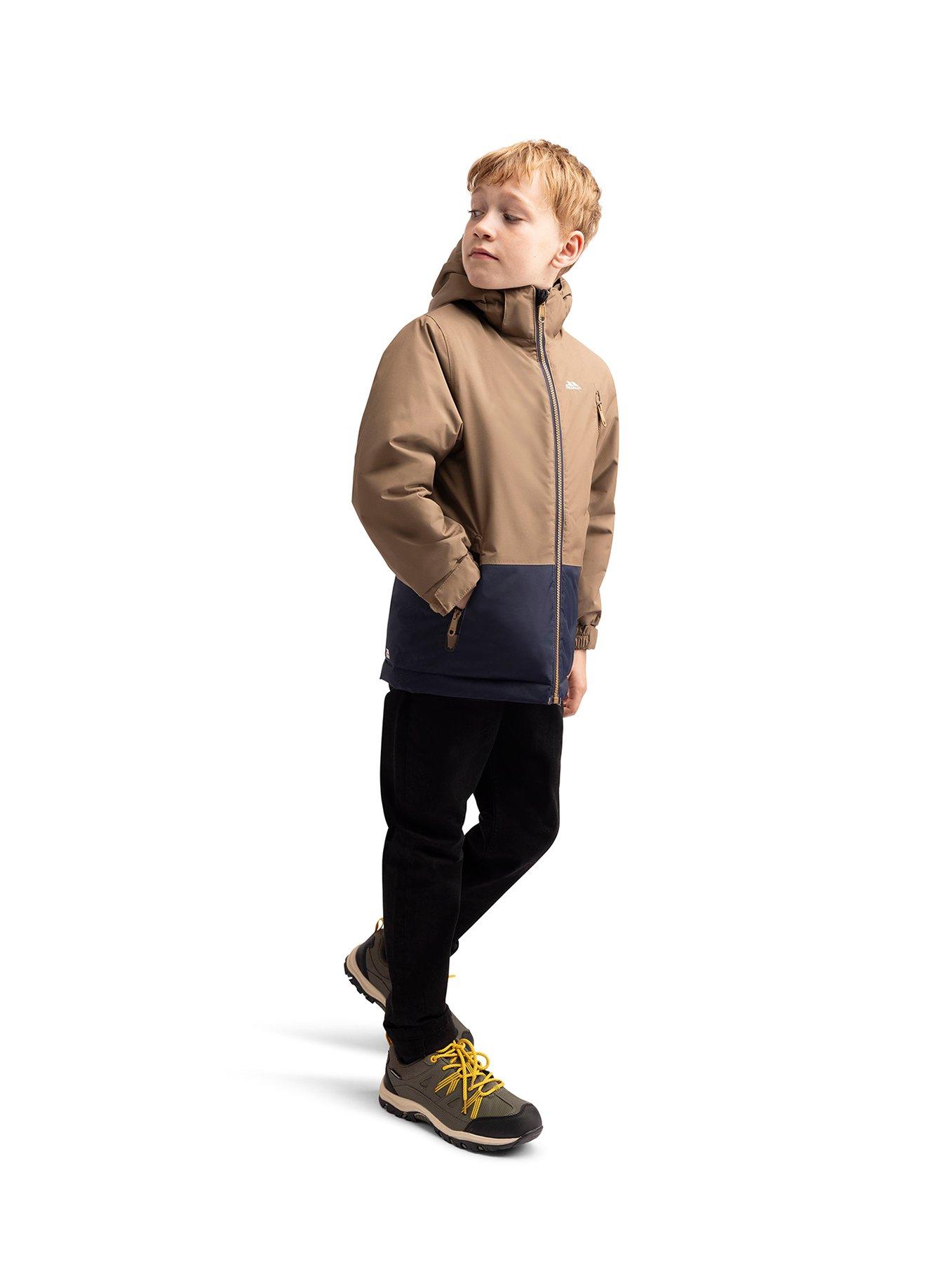 Image 3 of 3 of Trespass Boys Waterproof Padded Detachable Hood Jacket - Brown