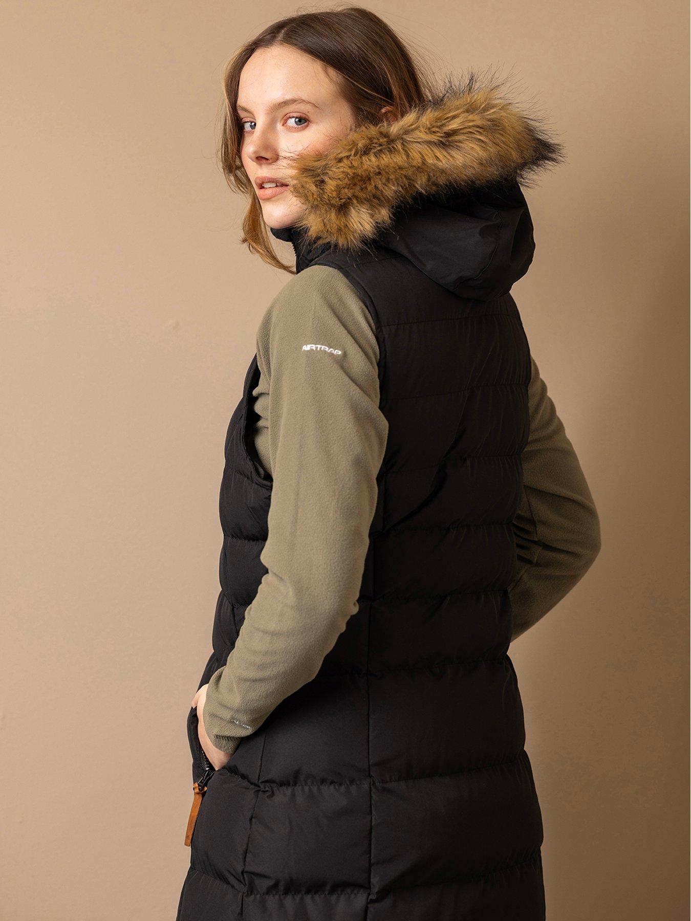 Image 2 of 2 of Trespass Womens Longer Line Insulated Hooded Gilet - Black