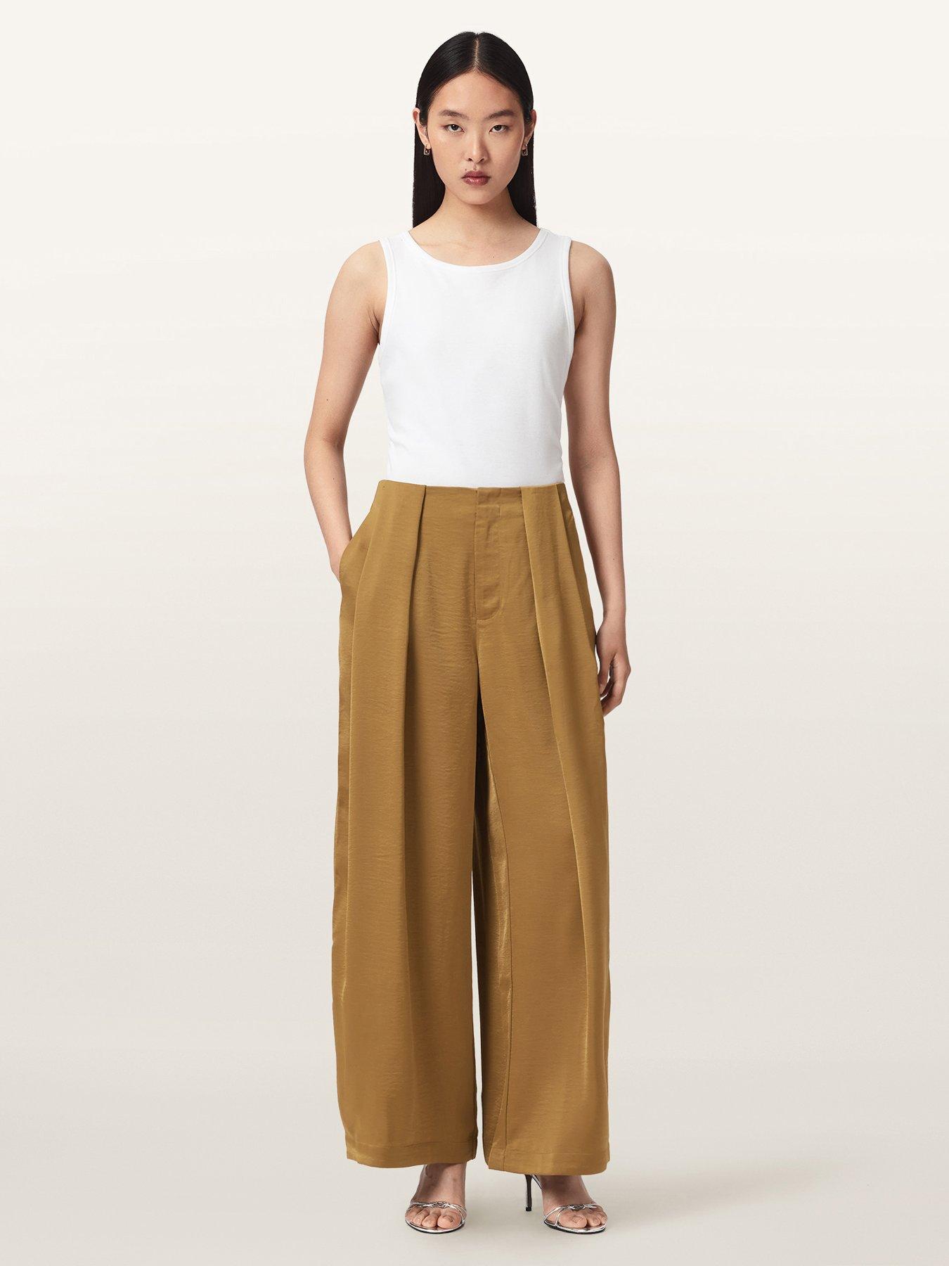 AllSaints Lola Cocoon Legged Pleated Trousers - Brown