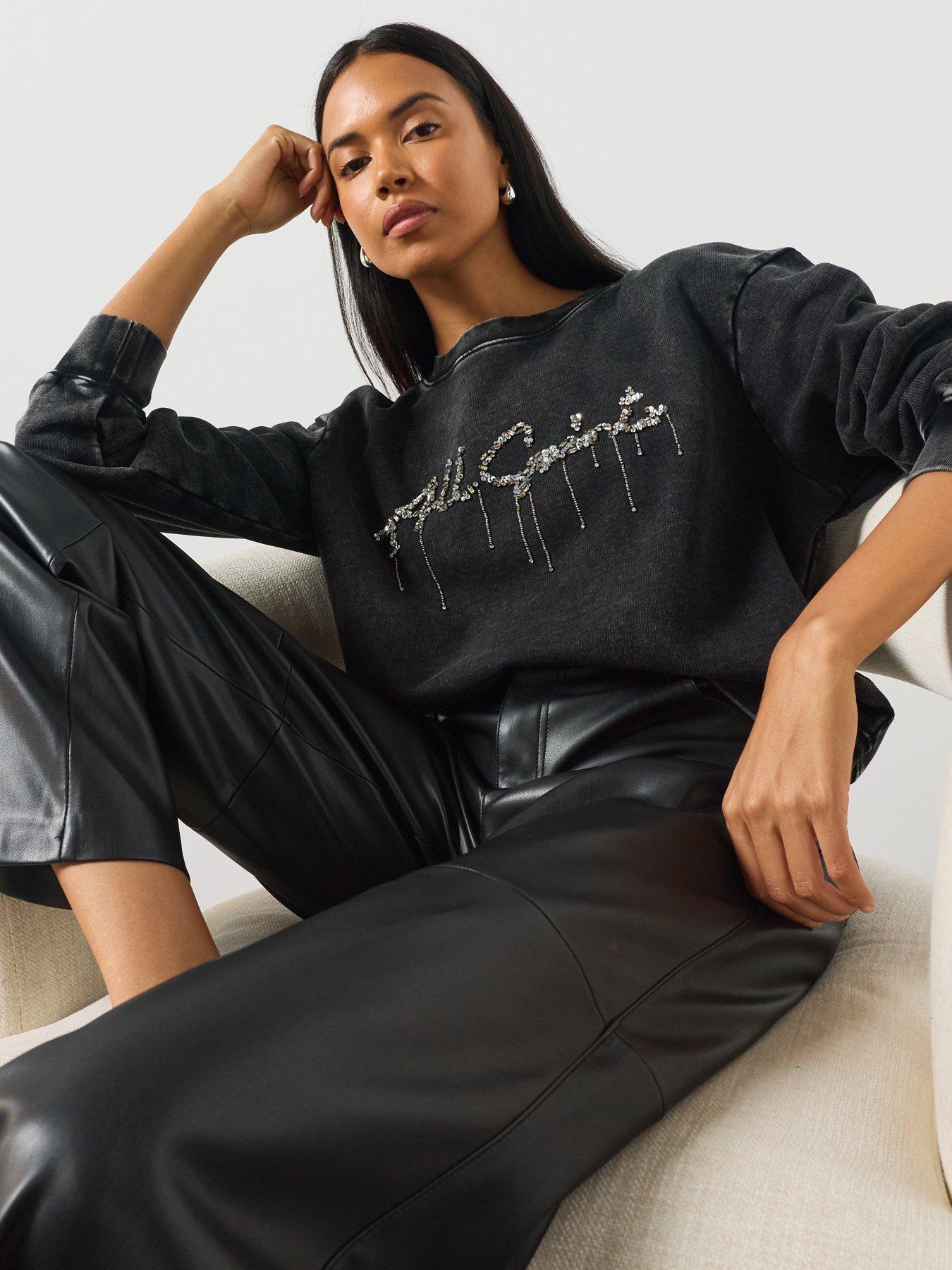 Image 3 of 5 of AllSaints Women's Chains Graphic Sweatshirt - Black