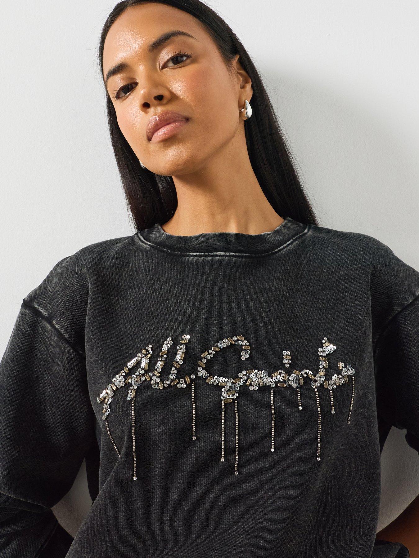 Image 4 of 5 of AllSaints Women's Chains Graphic Sweatshirt - Black