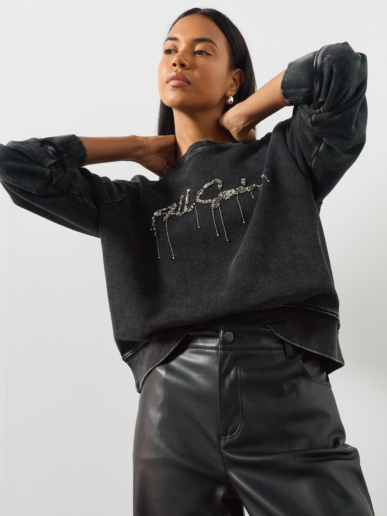 Image 5 of 5 of AllSaints Women's Chains Graphic Sweatshirt - Black