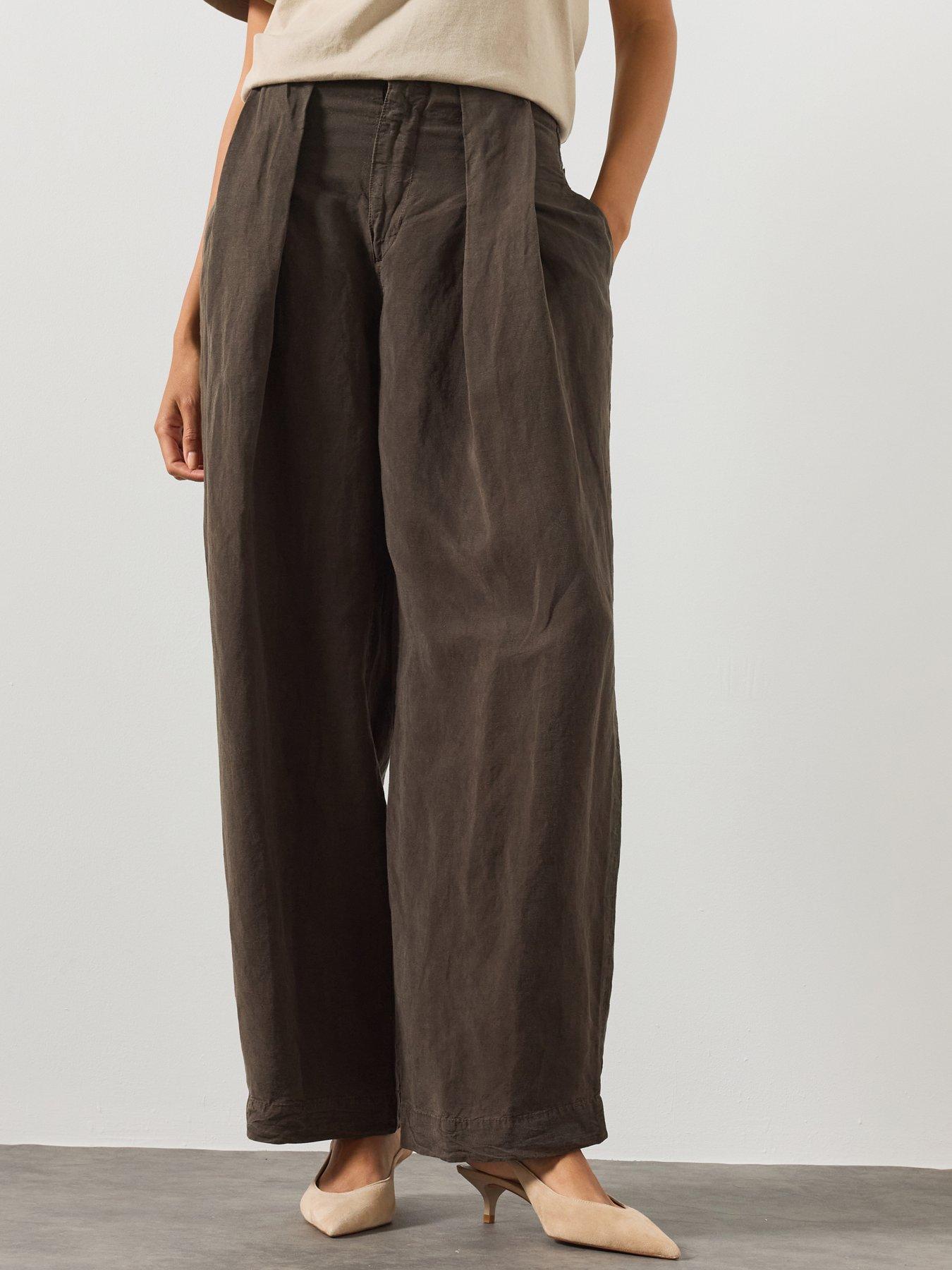 AllSaints Women's Phi Wide Leg Trousers - Brown