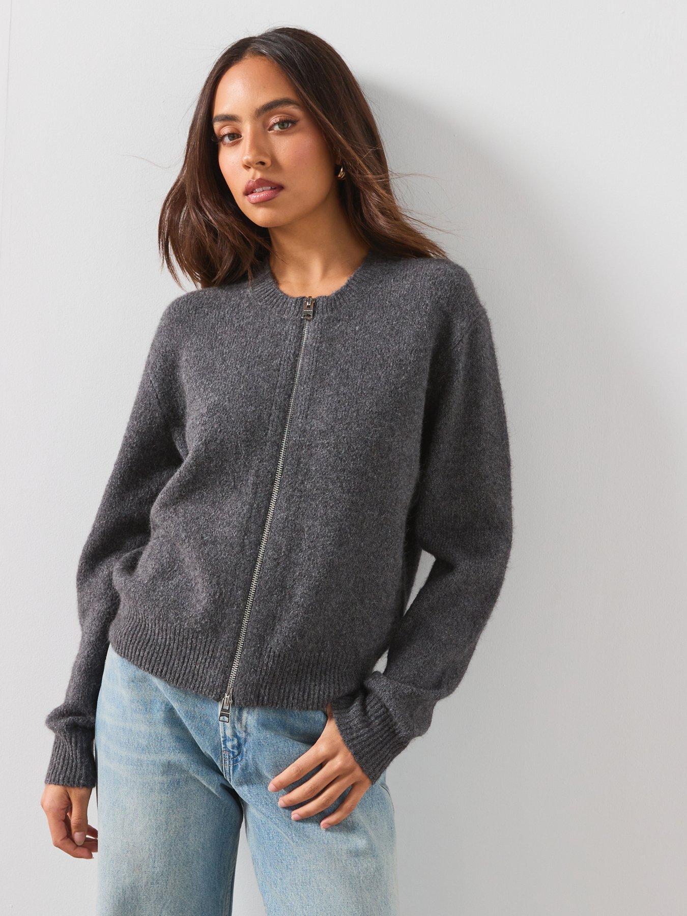 AllSaints Effie Alpaca Blend Cardigan - Grey
