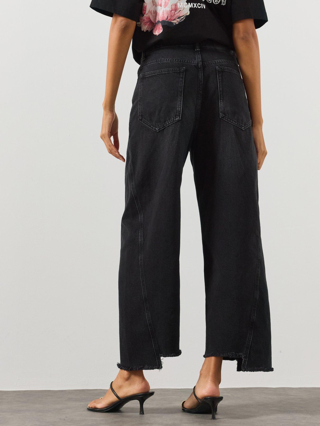 Image 2 of 5 of AllSaints Women's Fox Wide Leg Cropped Jeans - Black