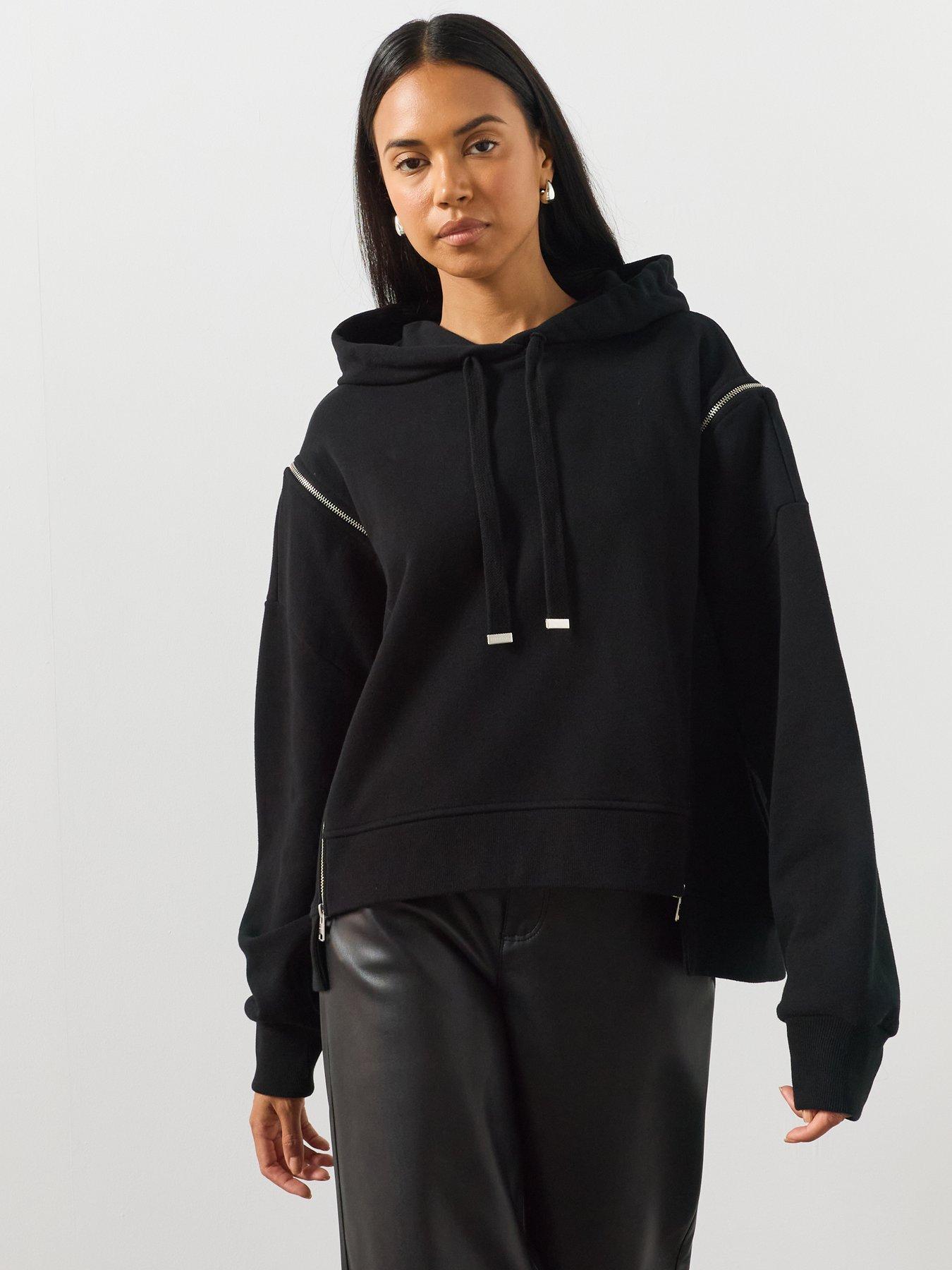 Image 3 of 6 of AllSaints Women's Oversized Hoodie with Contrast Stitch Detail - Black