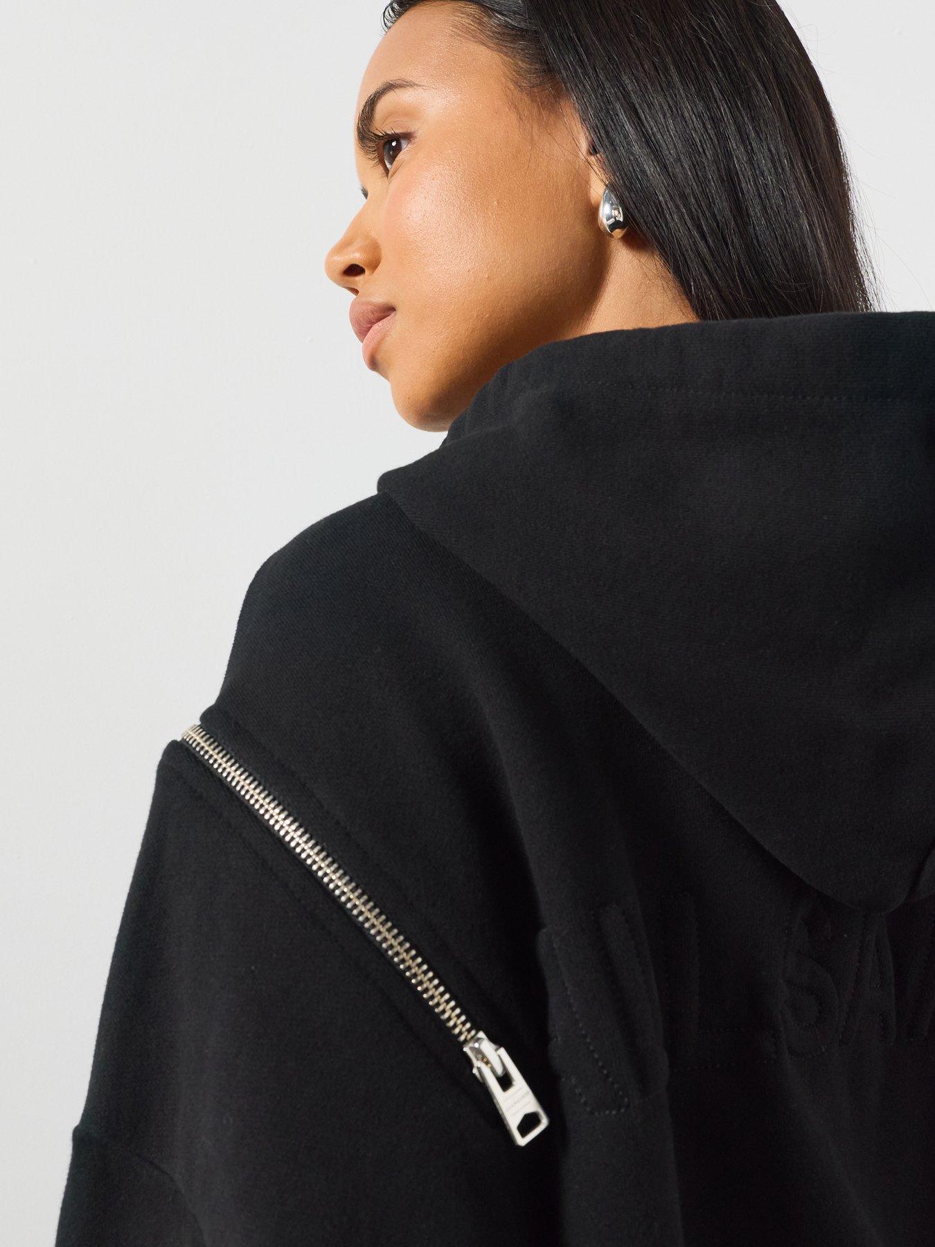 Image 4 of 6 of AllSaints Women's Oversized Hoodie with Contrast Stitch Detail - Black