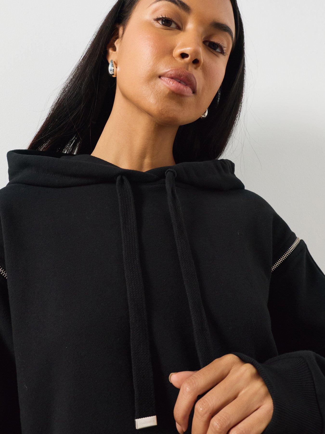 Image 5 of 6 of AllSaints Women's Oversized Hoodie with Contrast Stitch Detail - Black