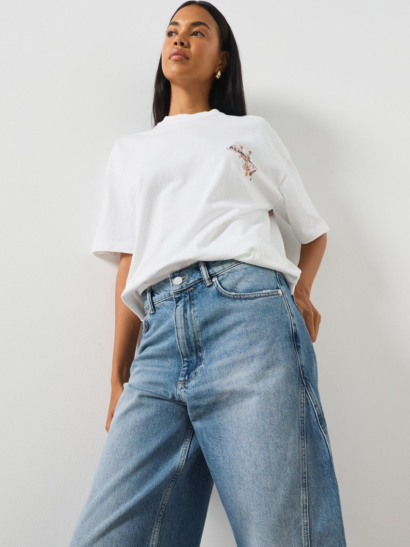 Image 4 of 5 of AllSaints Fox Loose Fit Denim Jeans - Blue