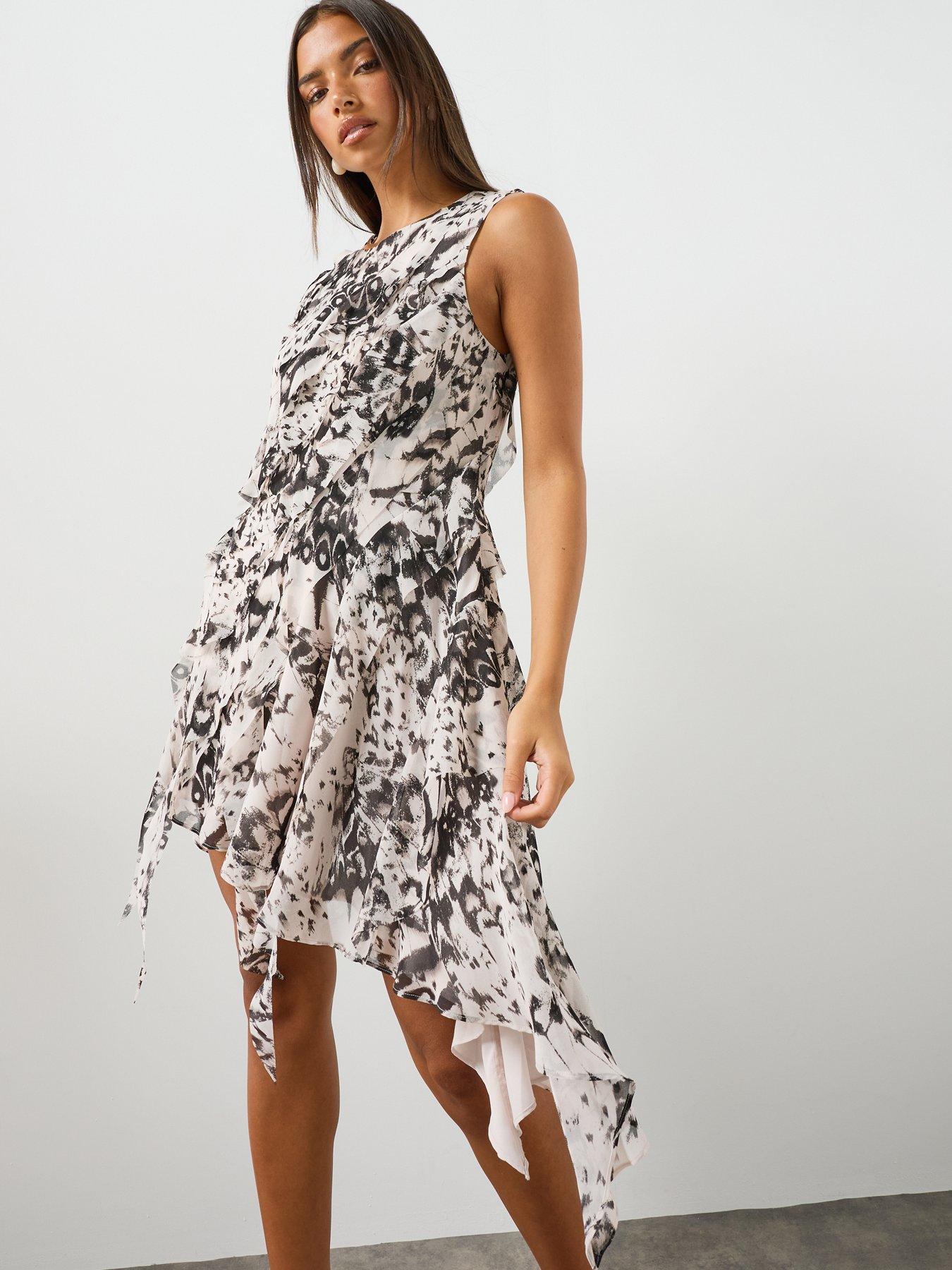 Image 3 of 6 of AllSaints Angie Asymmetric Mini Dress - White