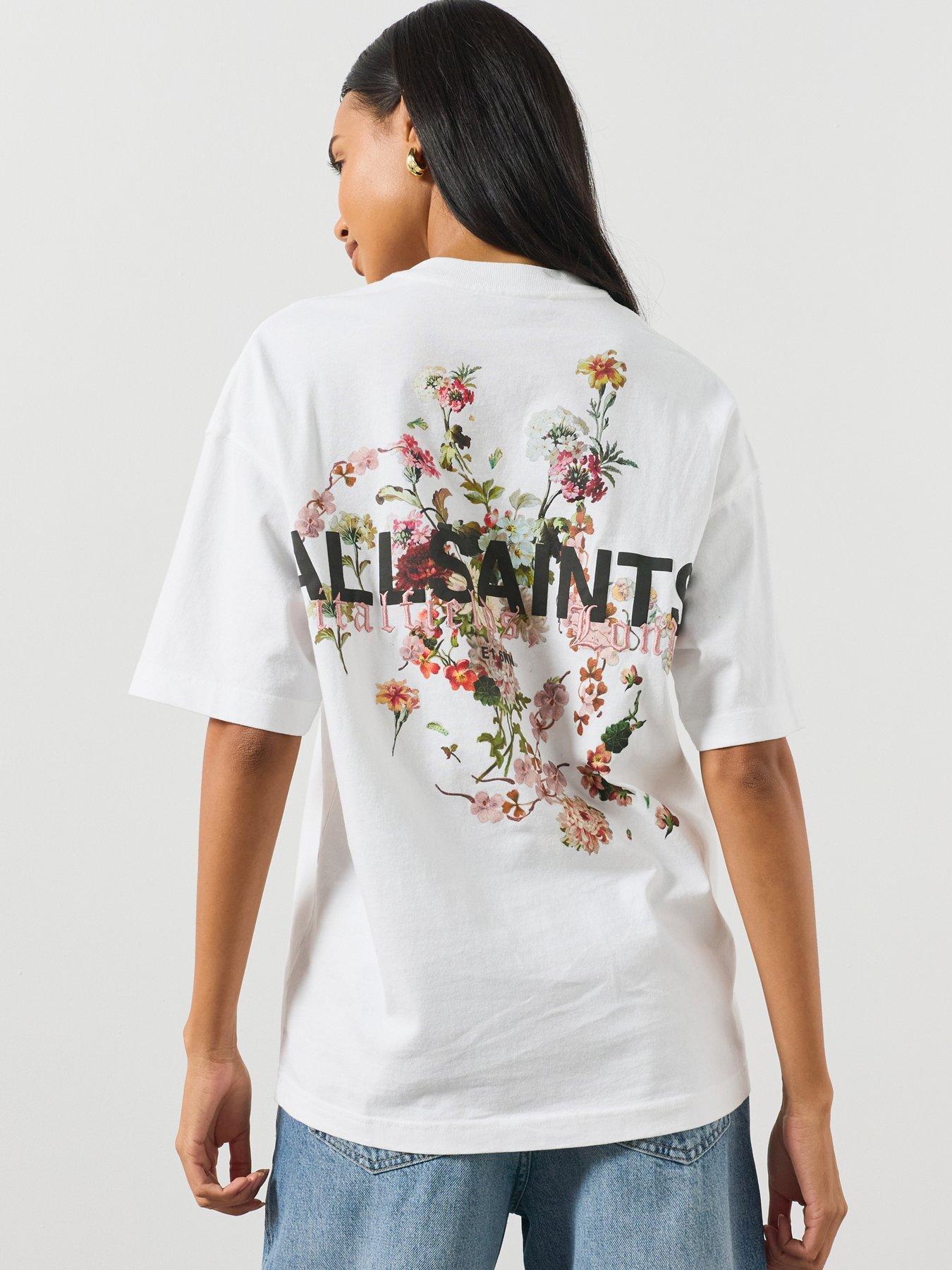 Image 1 of 5 of AllSaints Valen Oversized Etta Cotton T-Shirt - White