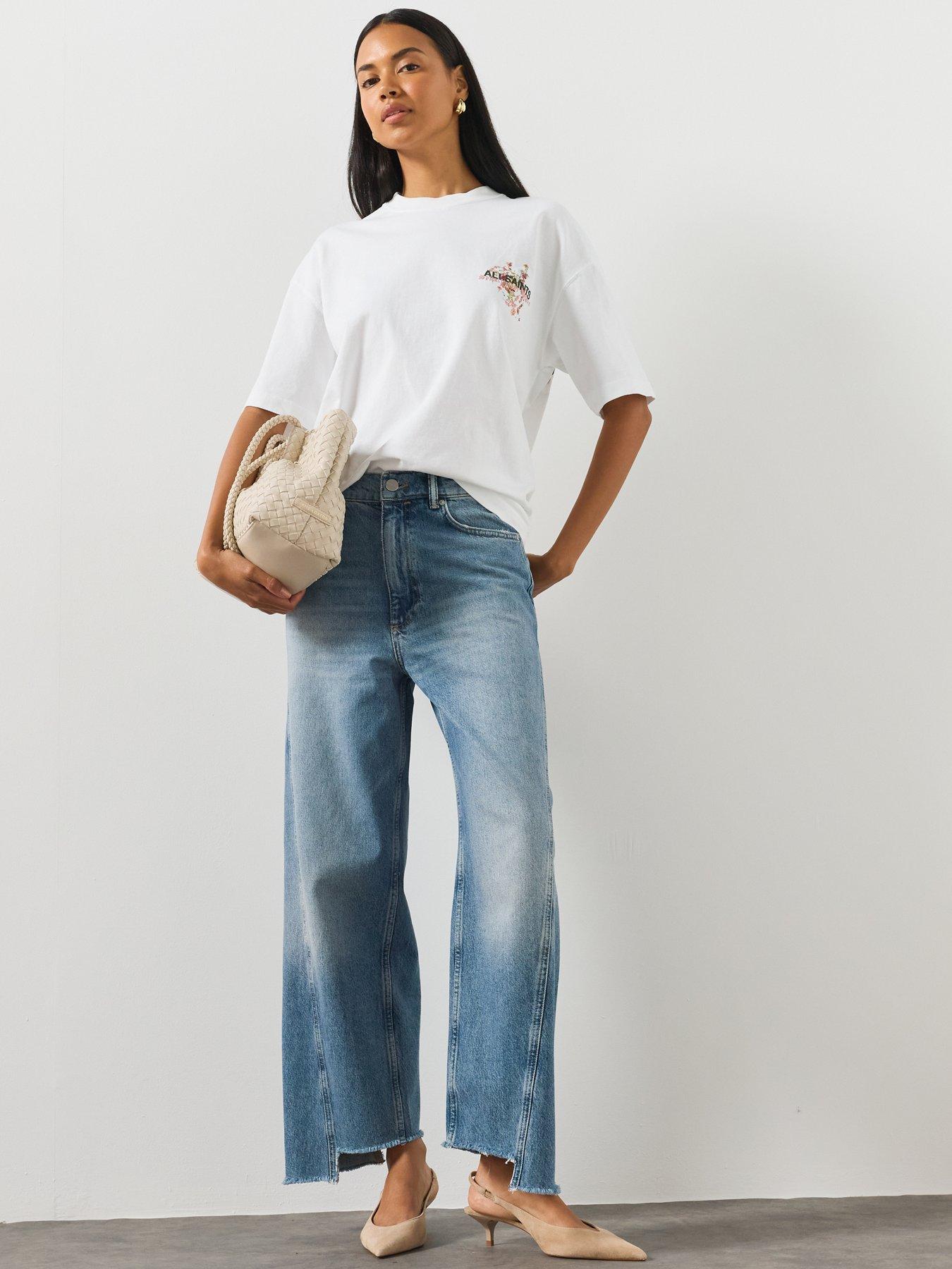 Image 3 of 5 of AllSaints Valen Oversized Etta Cotton T-Shirt - White