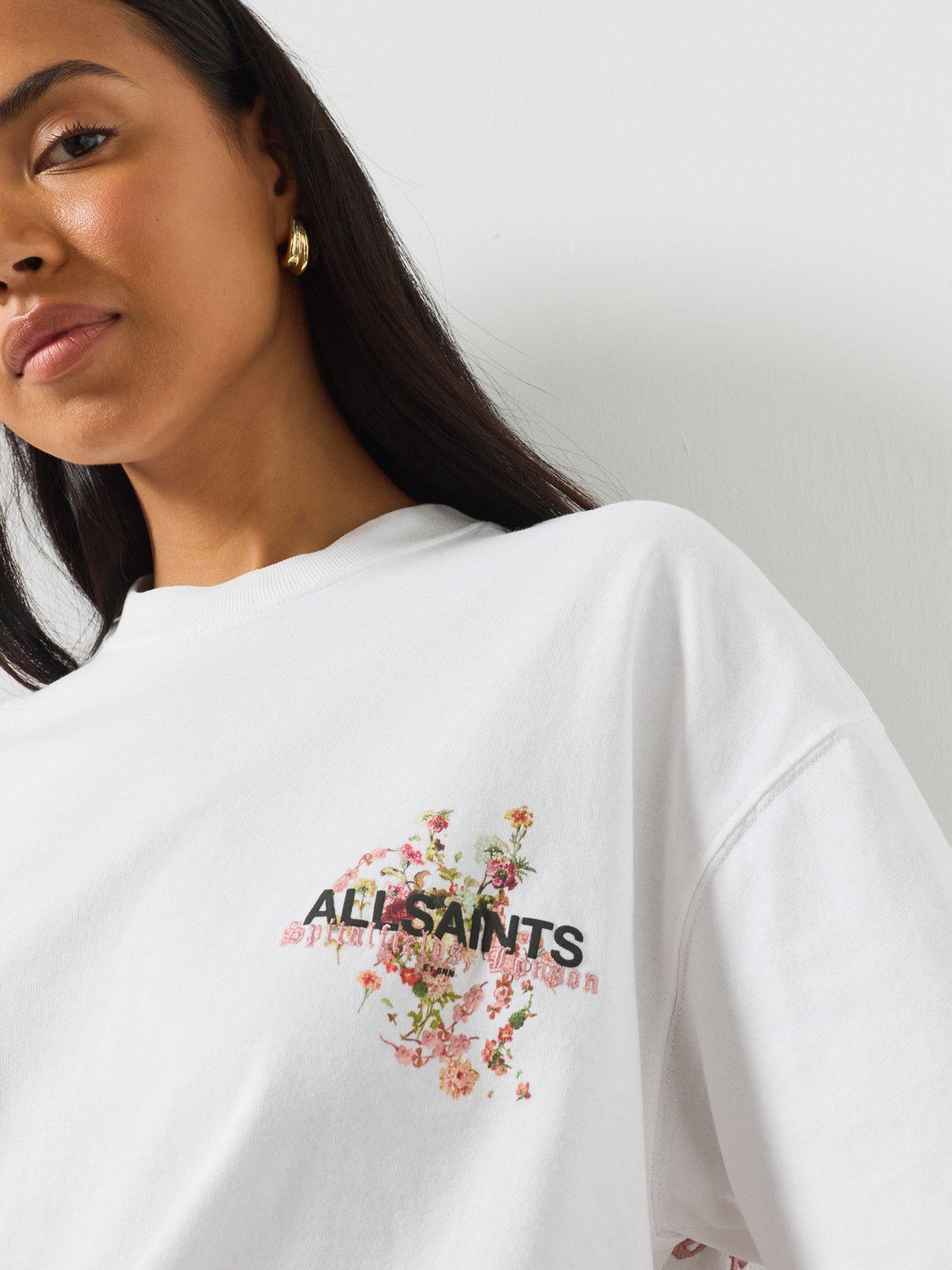 Image 4 of 5 of AllSaints Valen Oversized Etta Cotton T-Shirt - White