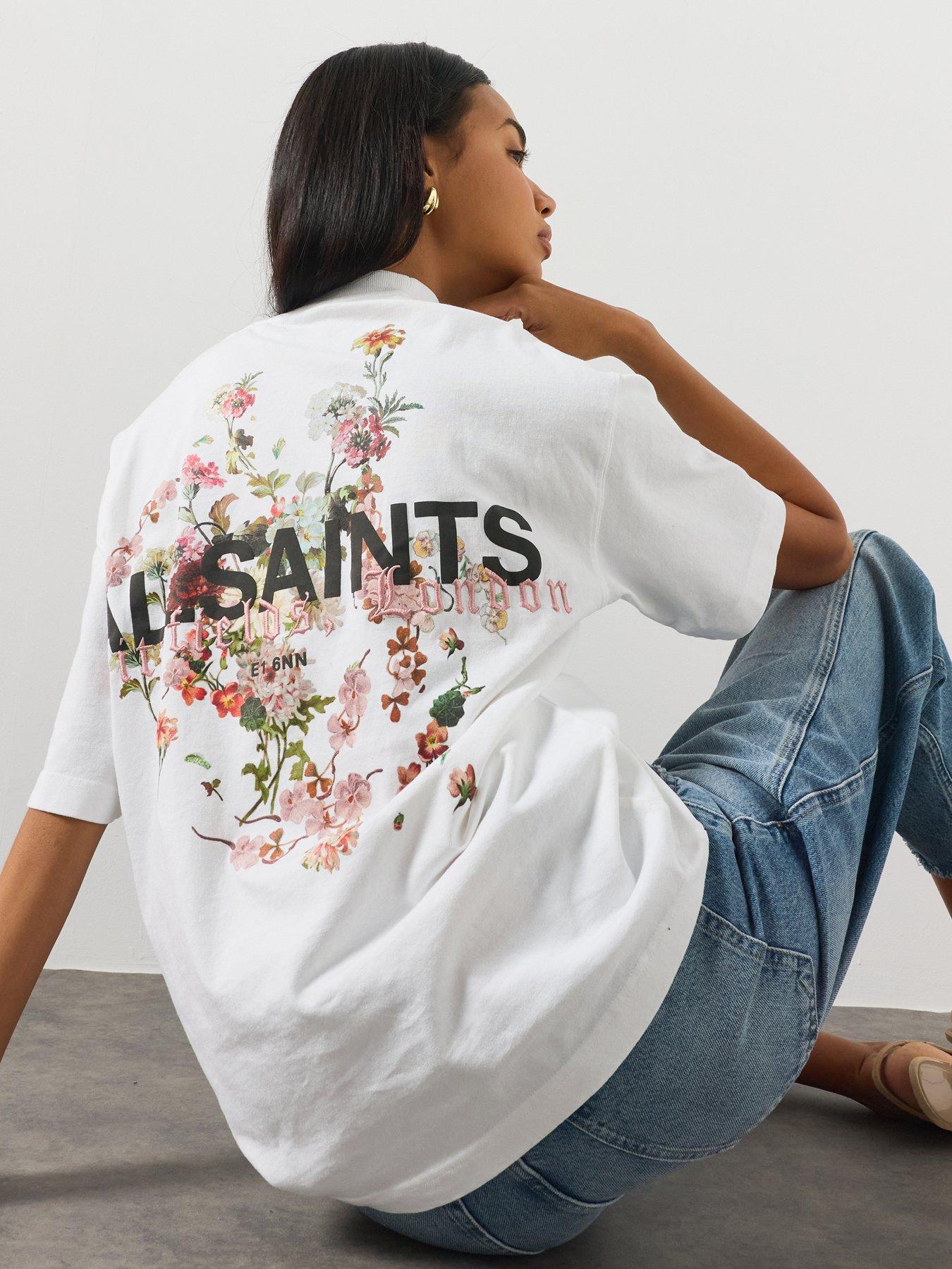 Image 5 of 5 of AllSaints Valen Oversized Etta Cotton T-Shirt - White