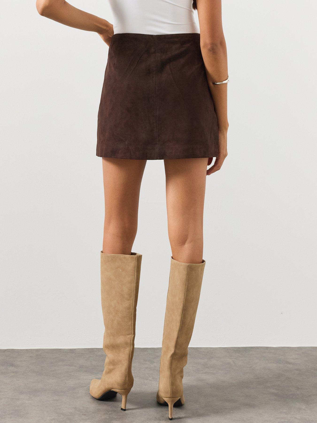Image 2 of 4 of AllSaints Women's Renai Suede Mini Skirt - Brown