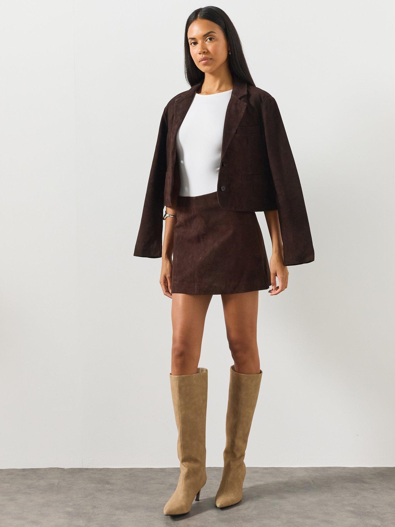 Image 3 of 4 of AllSaints Women's Renai Suede Mini Skirt - Brown