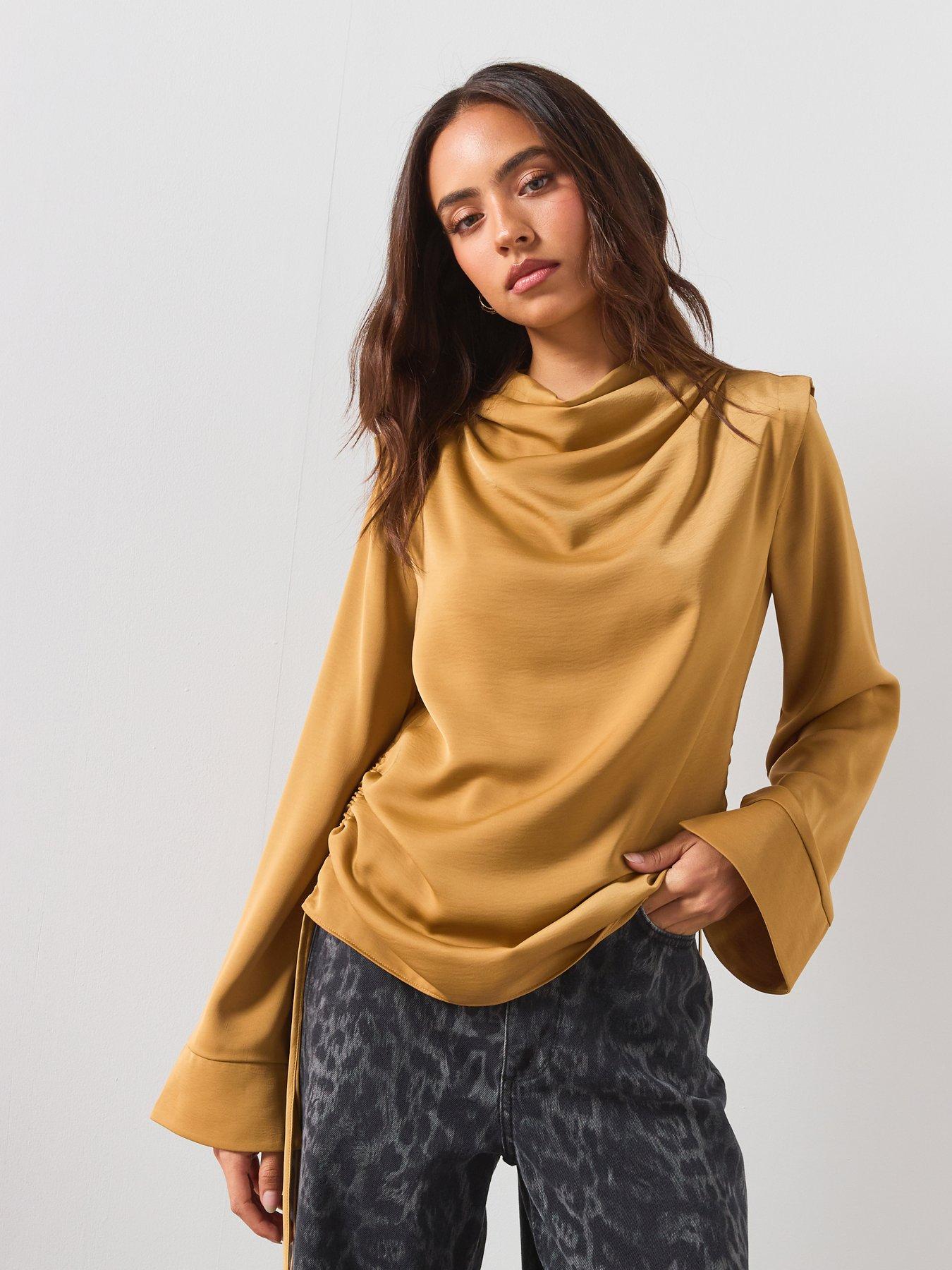 AllSaints Leslie Cowl Neck Relaxed Top - Brown