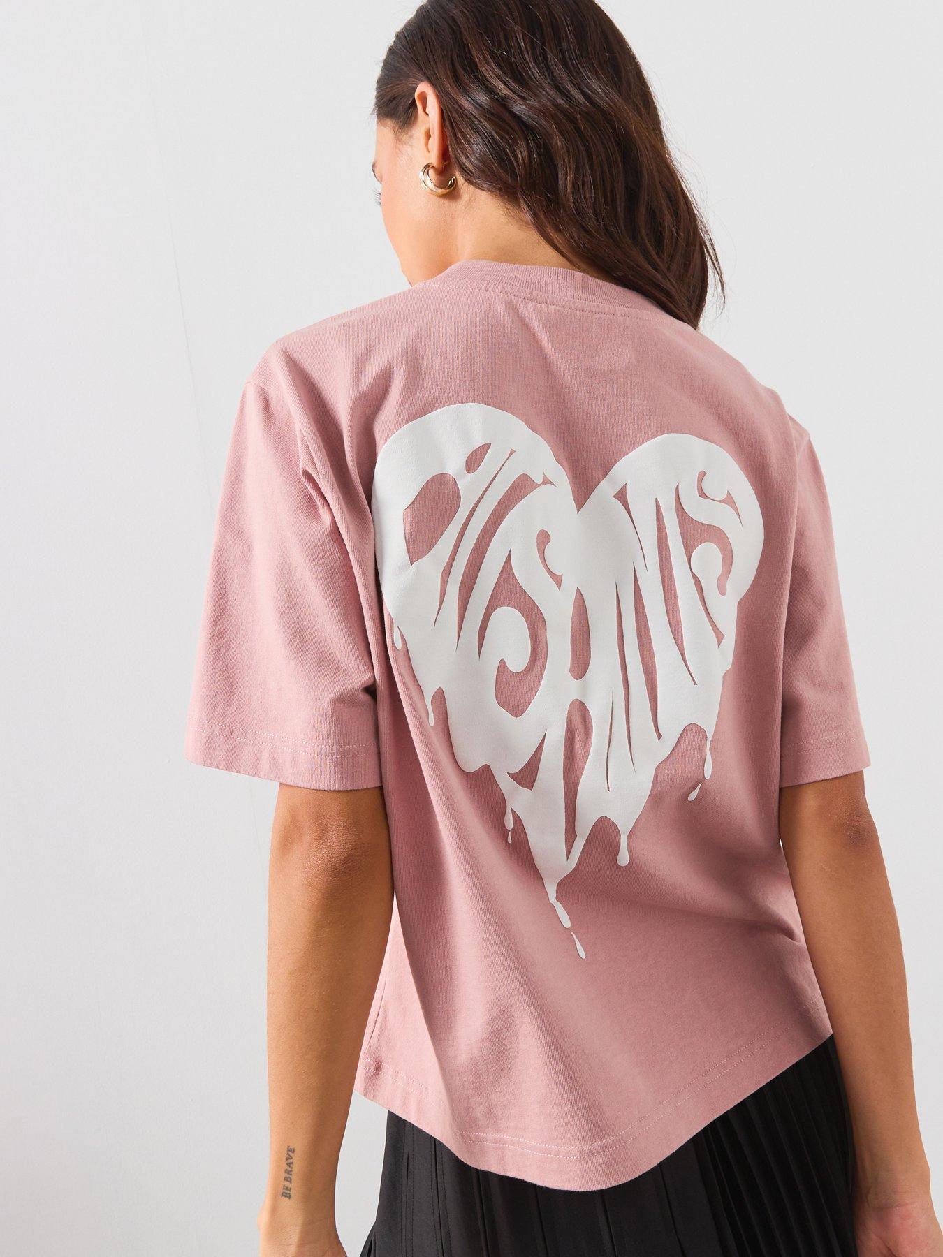 AllSaints Graphic Crew Neck Top - Pink