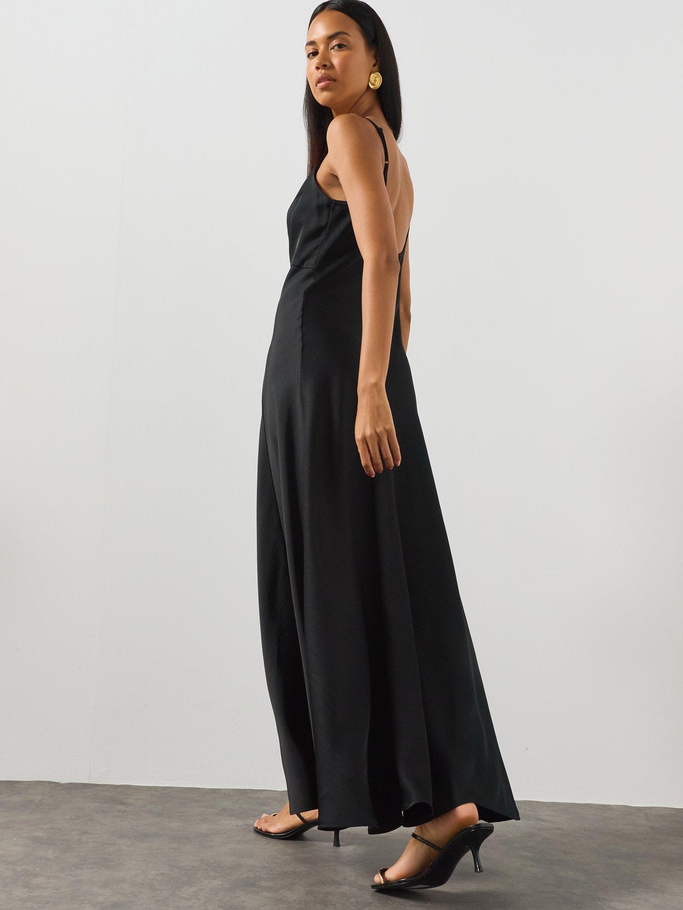 Image 2 of 6 of AllSaints Irina Maxi Slip Dress - Black