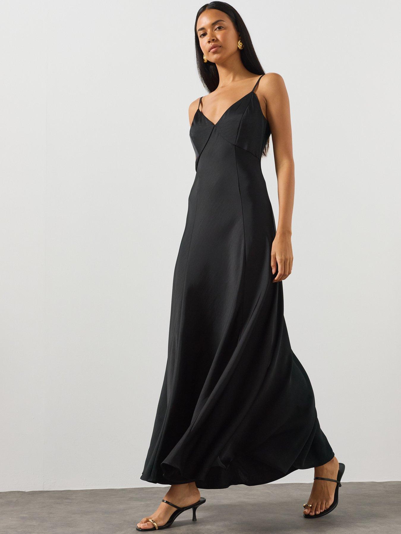 Image 3 of 6 of AllSaints Irina Maxi Slip Dress - Black