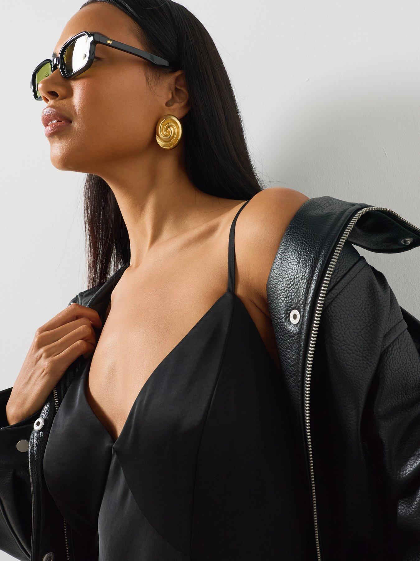Image 5 of 6 of AllSaints Irina Maxi Slip Dress - Black