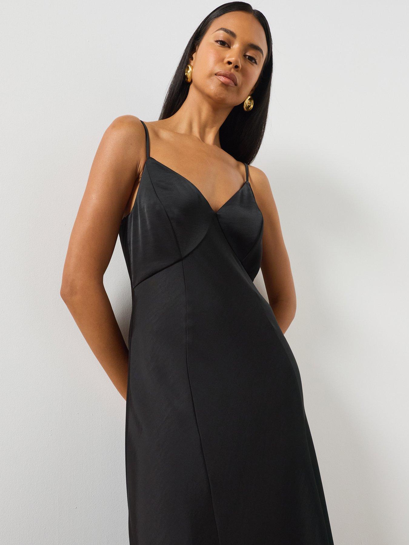Image 6 of 6 of AllSaints Irina Maxi Slip Dress - Black